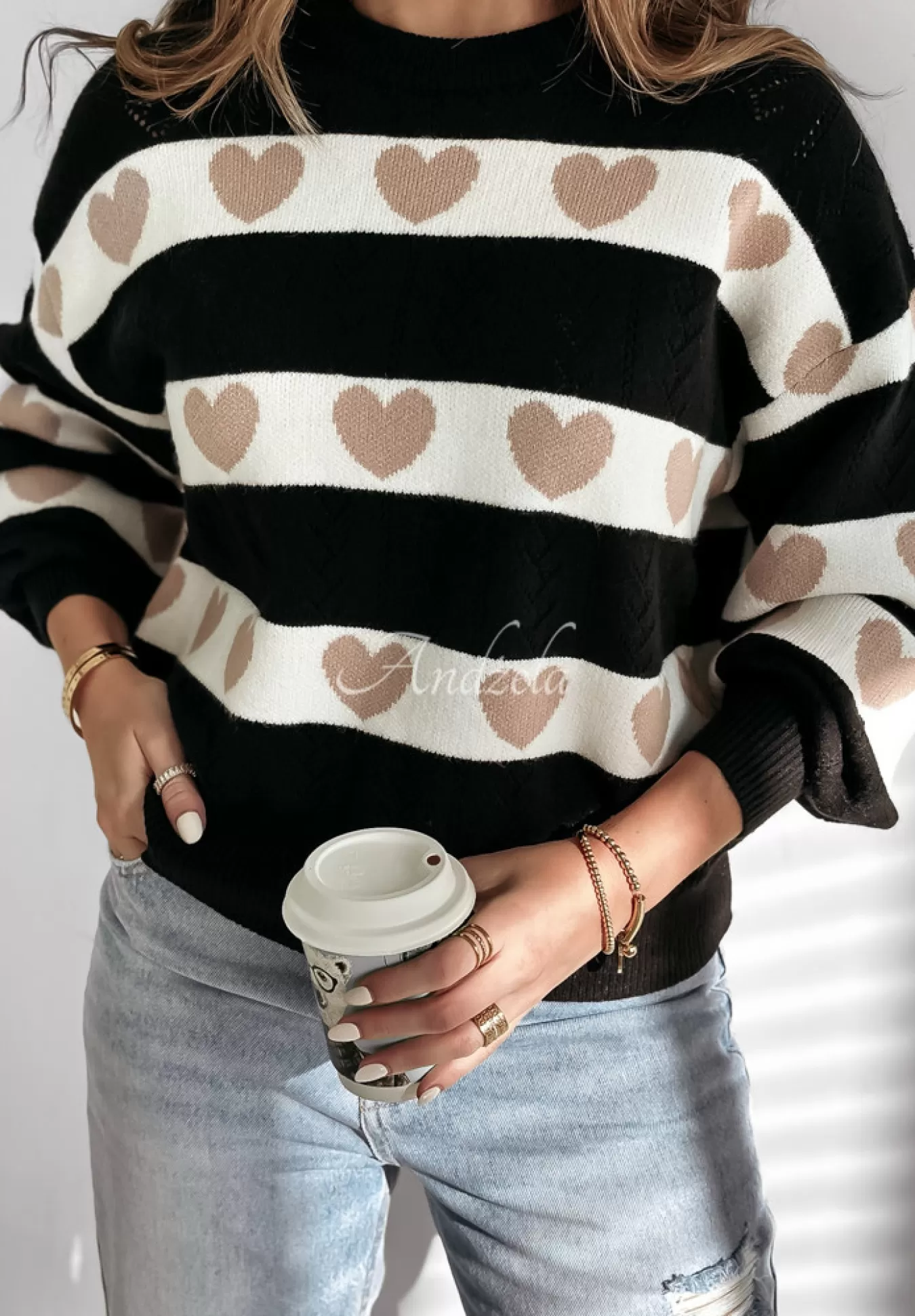 Online Azurowy Sweter W Serca I Heart This Czarny Kobieta Swetry