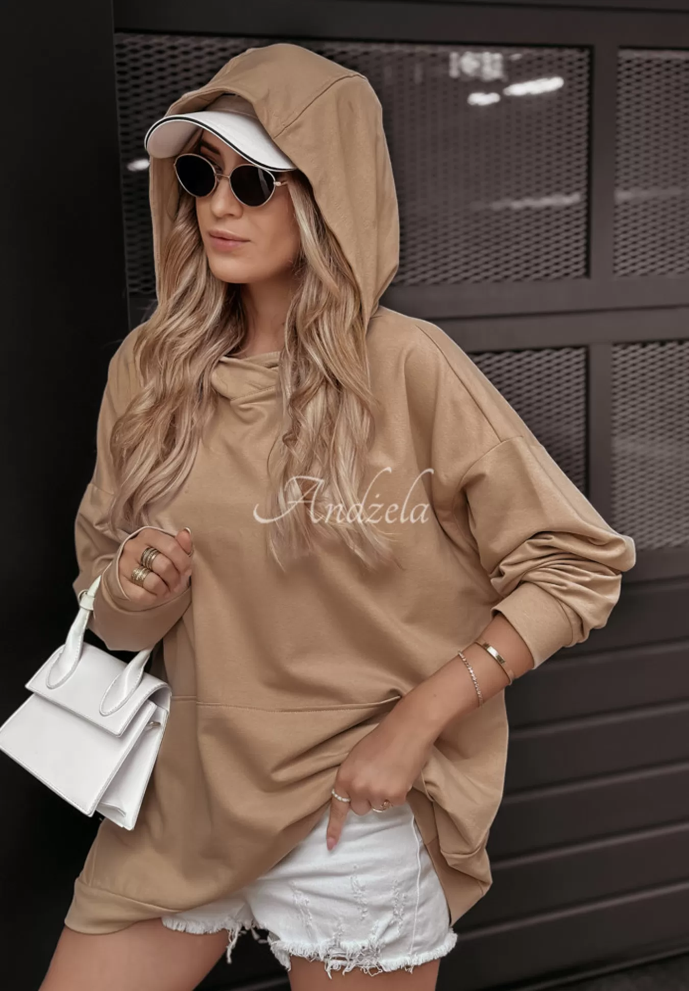 Sale Bluza Oversize Z Kapturem Limitless Camelowa Kobieta Bluzy