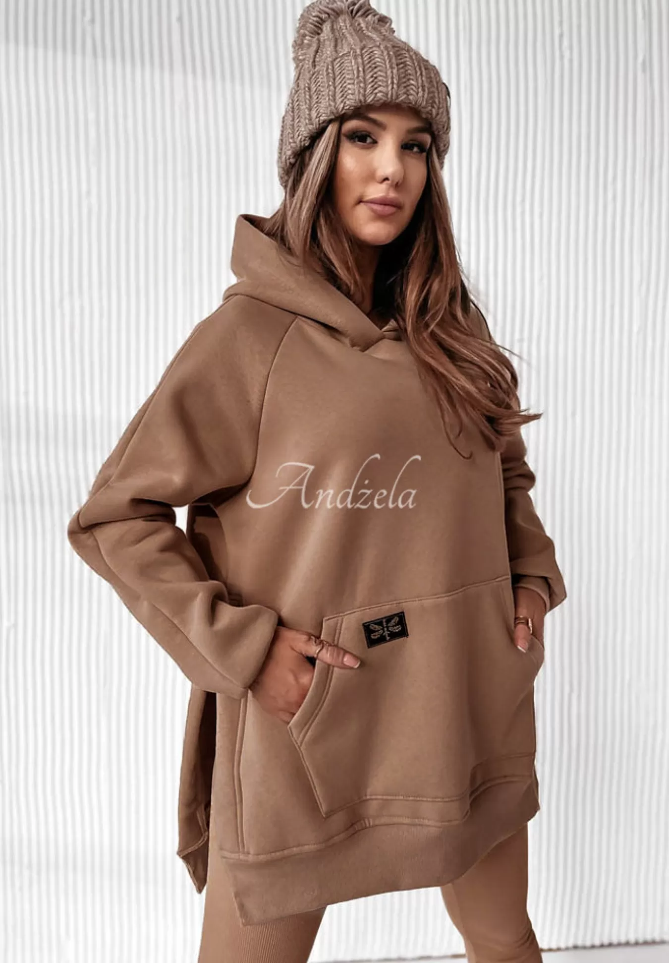 Cheap Bluza Z Kieszenia I Kapturem Siempre Camelowa Kobieta Bluzy