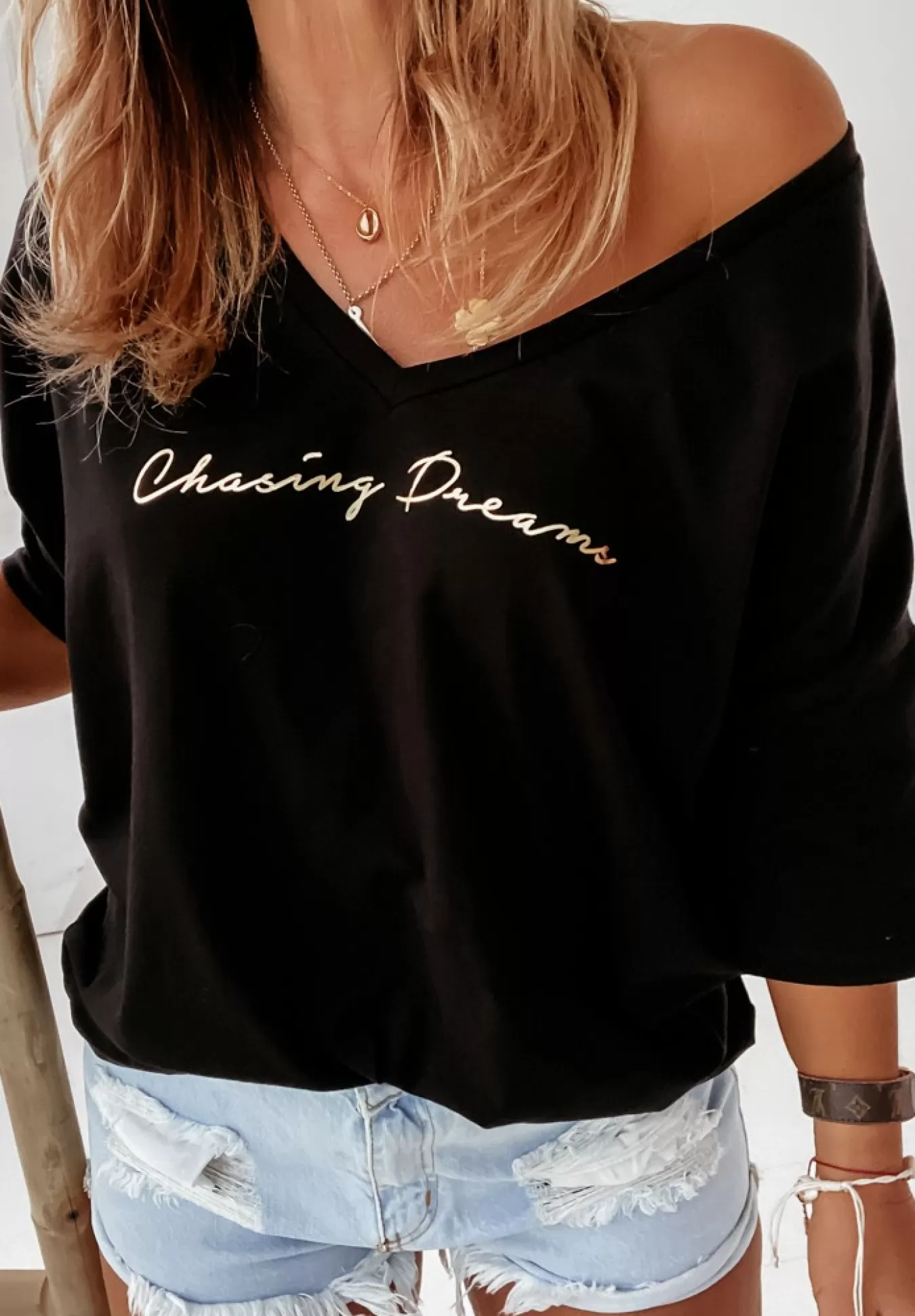 Cheap Bluzka Oversize Chasing Dreams Czarna Kobieta Bluzki