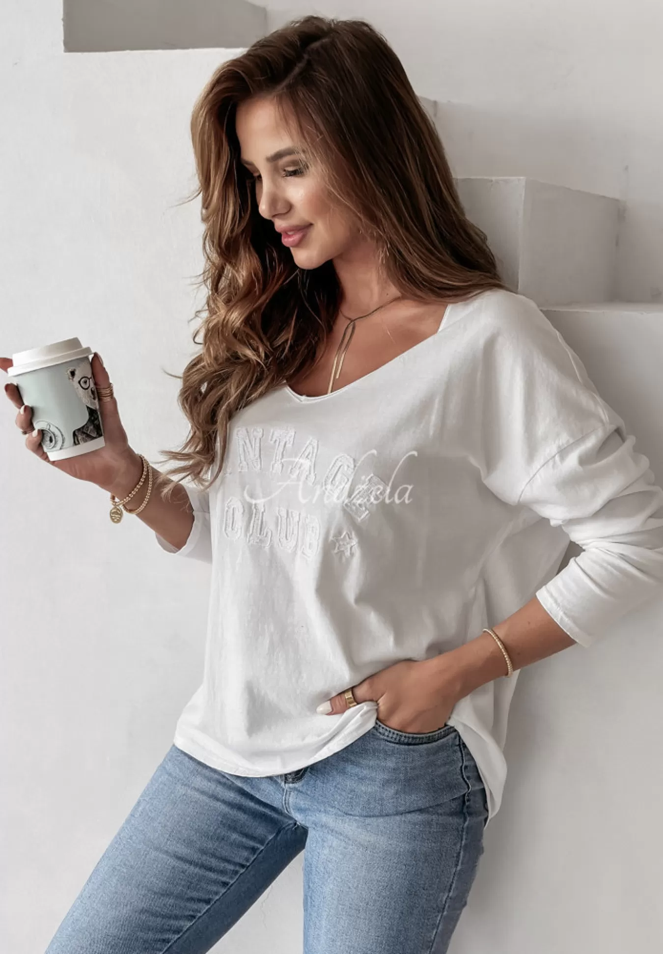 Discount Bluzka Z Napisem Vintage Club Biala Kobieta Bluzki