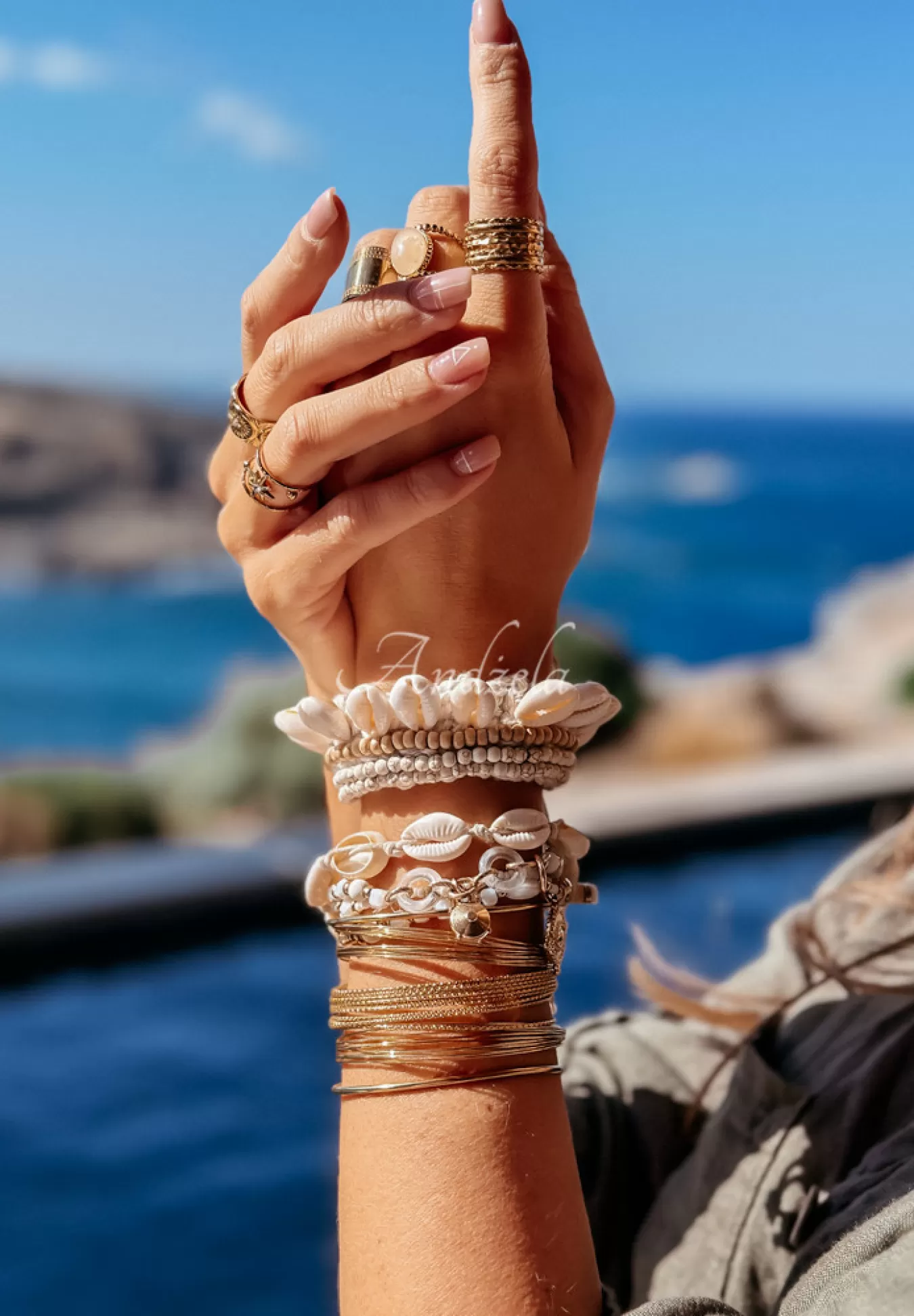 Shop Choker, Bransoletka Z Muszelkami I Koralikami Hand Made Bali Jasnobezowy Kobieta Biżuteria