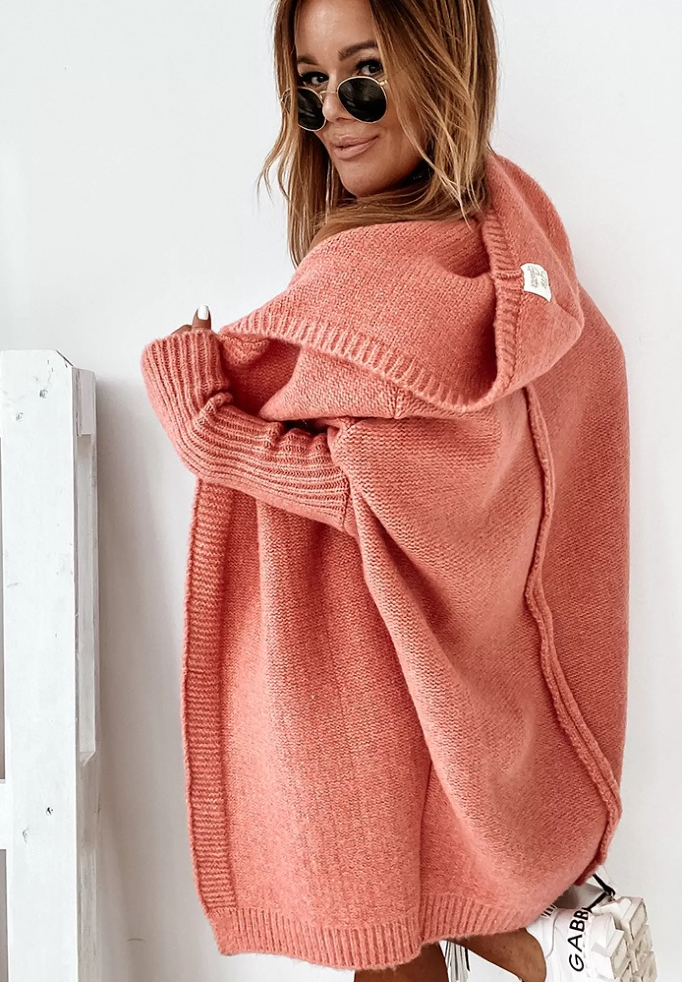Cheap Dlugi Kardigan Oversize Z Kapturem Montevista Koralowy Kobieta Kardigany