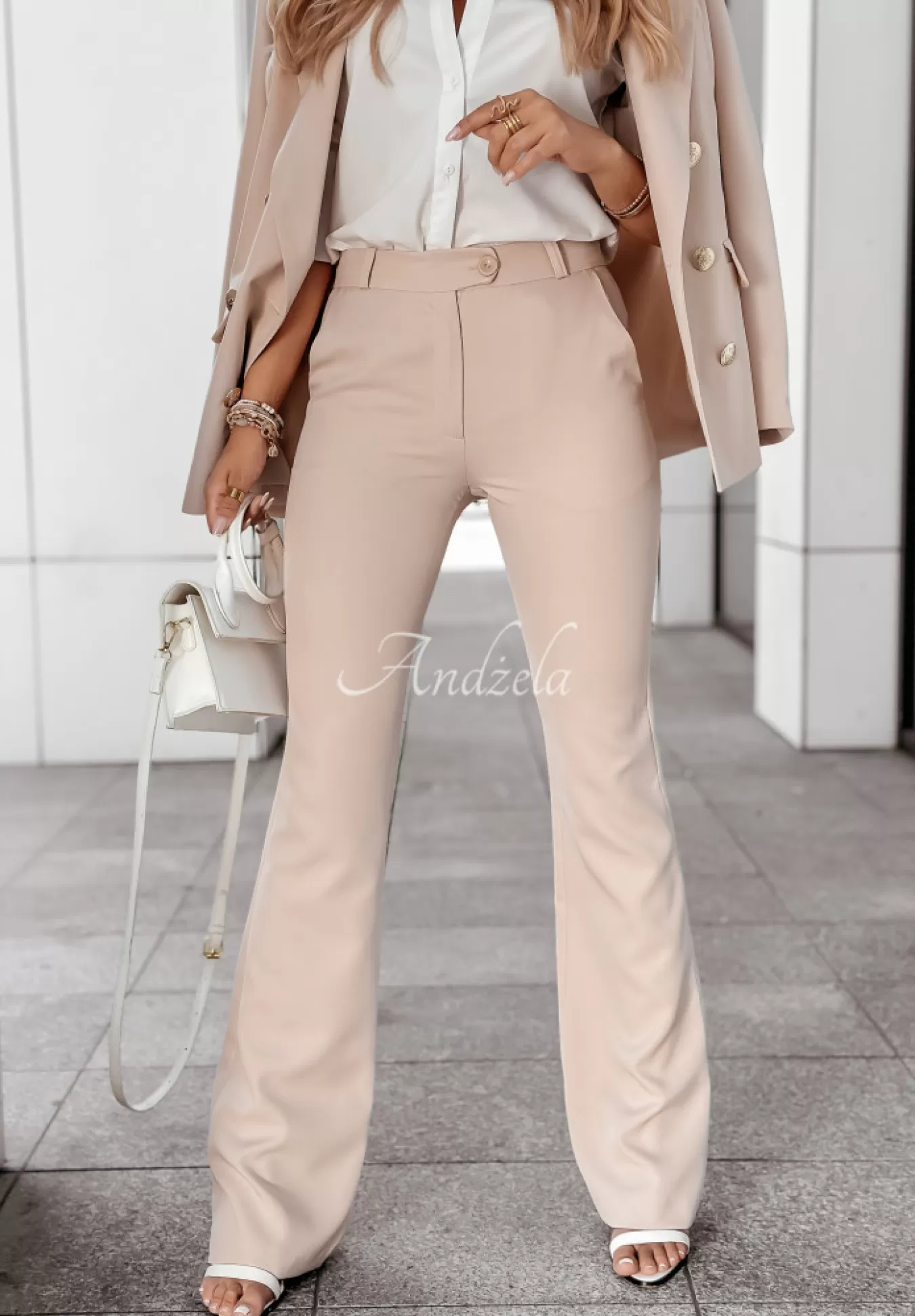 Discount Eleganckie Spodnie Keep It Classy Nude Kobieta Garnitury