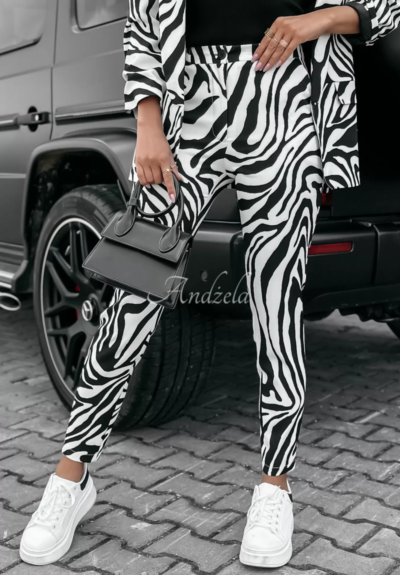 Cheap Eleganckie Spodnie Premium W Zebre Kobieta Garnitury