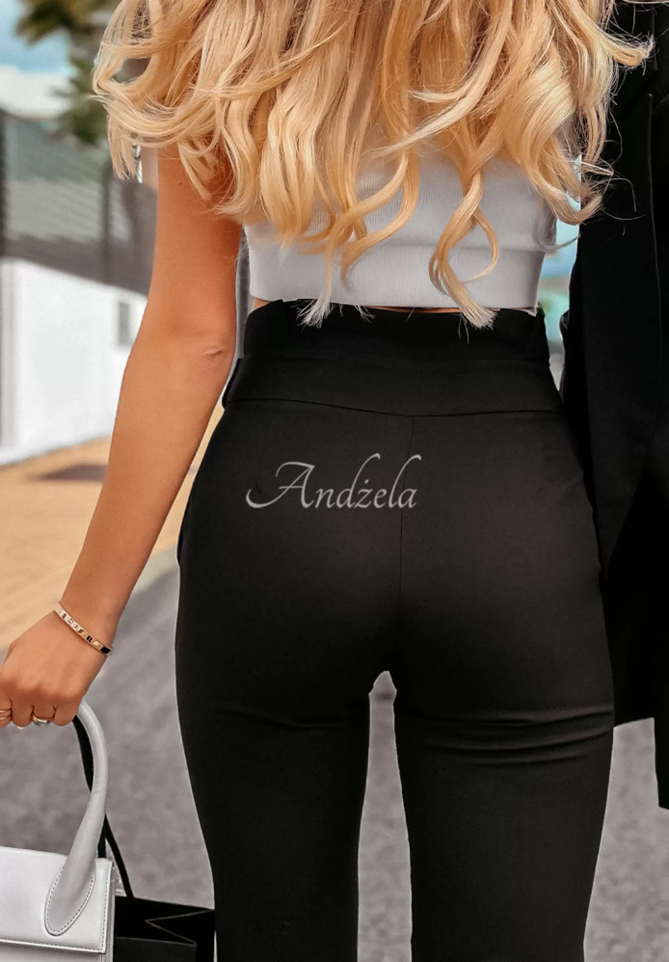 Best Sale Eleganckie Spodnie Z Paskiem I Want It, I Got It Czarne Kobieta Garnitury