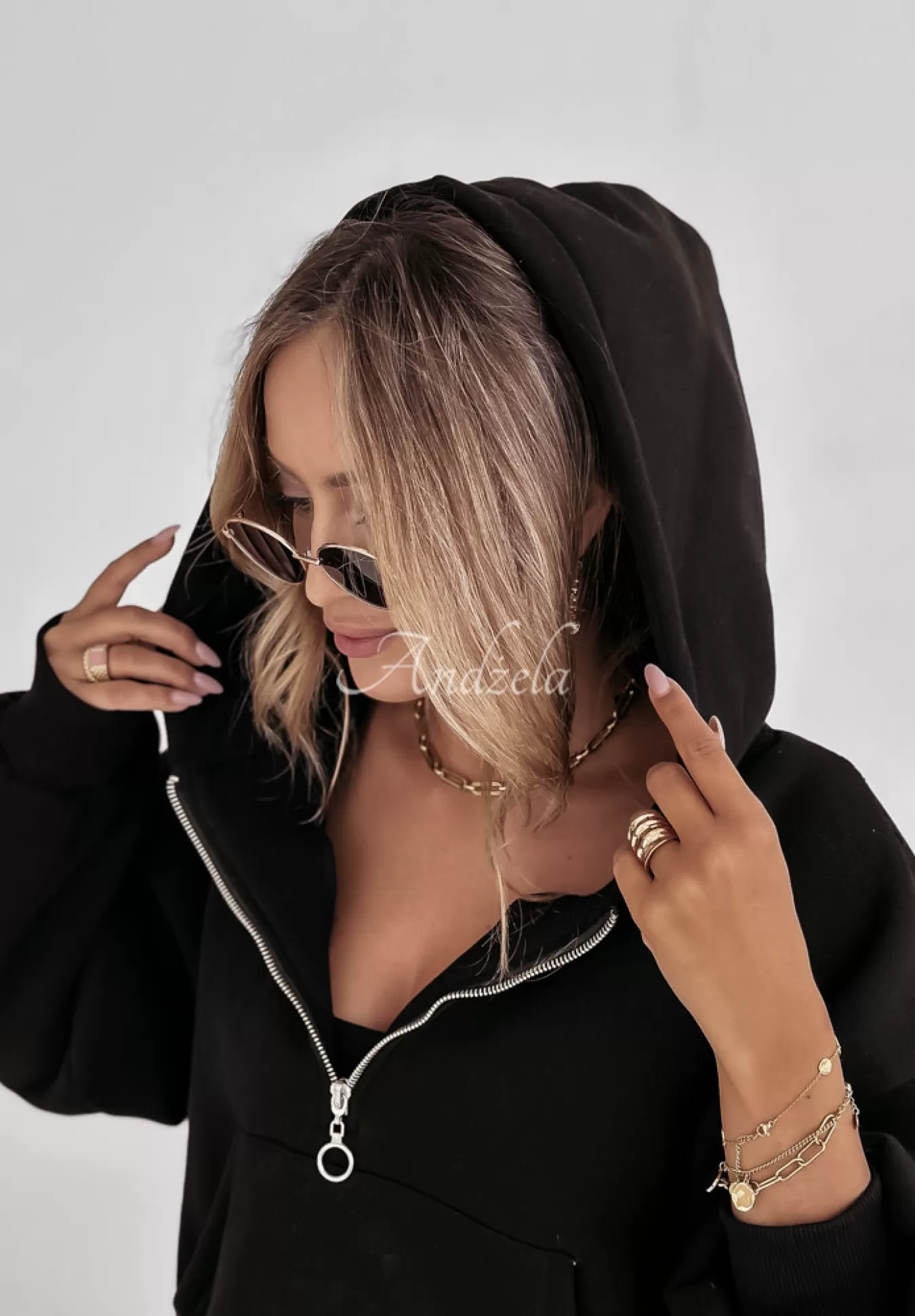 Best Sale Komplet Dresowy 3In1 Bluza, Legginsy I Top Classic Comfort Czarny Kobieta Topy