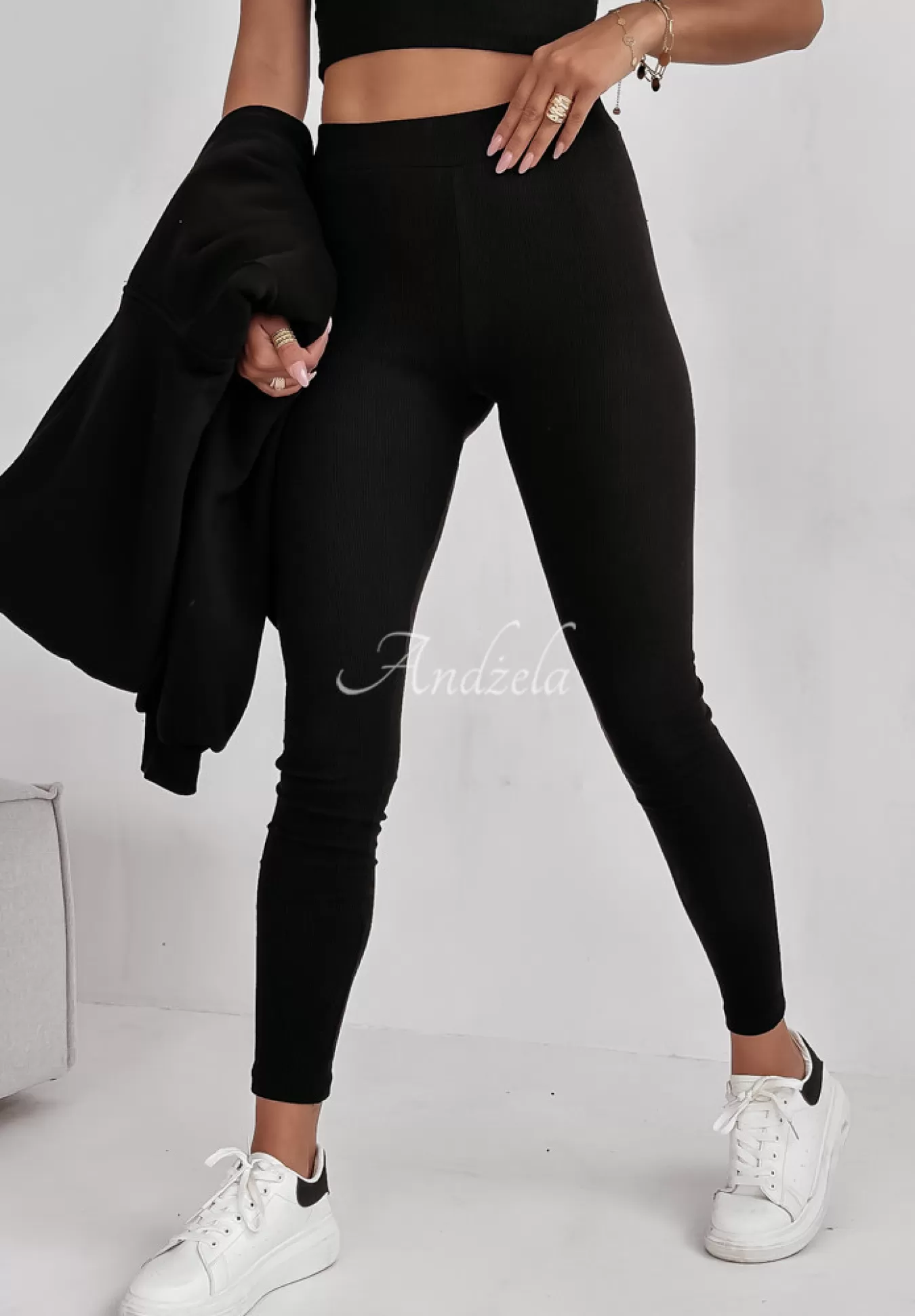 Best Sale Komplet Dresowy 3In1 Bluza, Legginsy I Top Classic Comfort Czarny Kobieta Topy