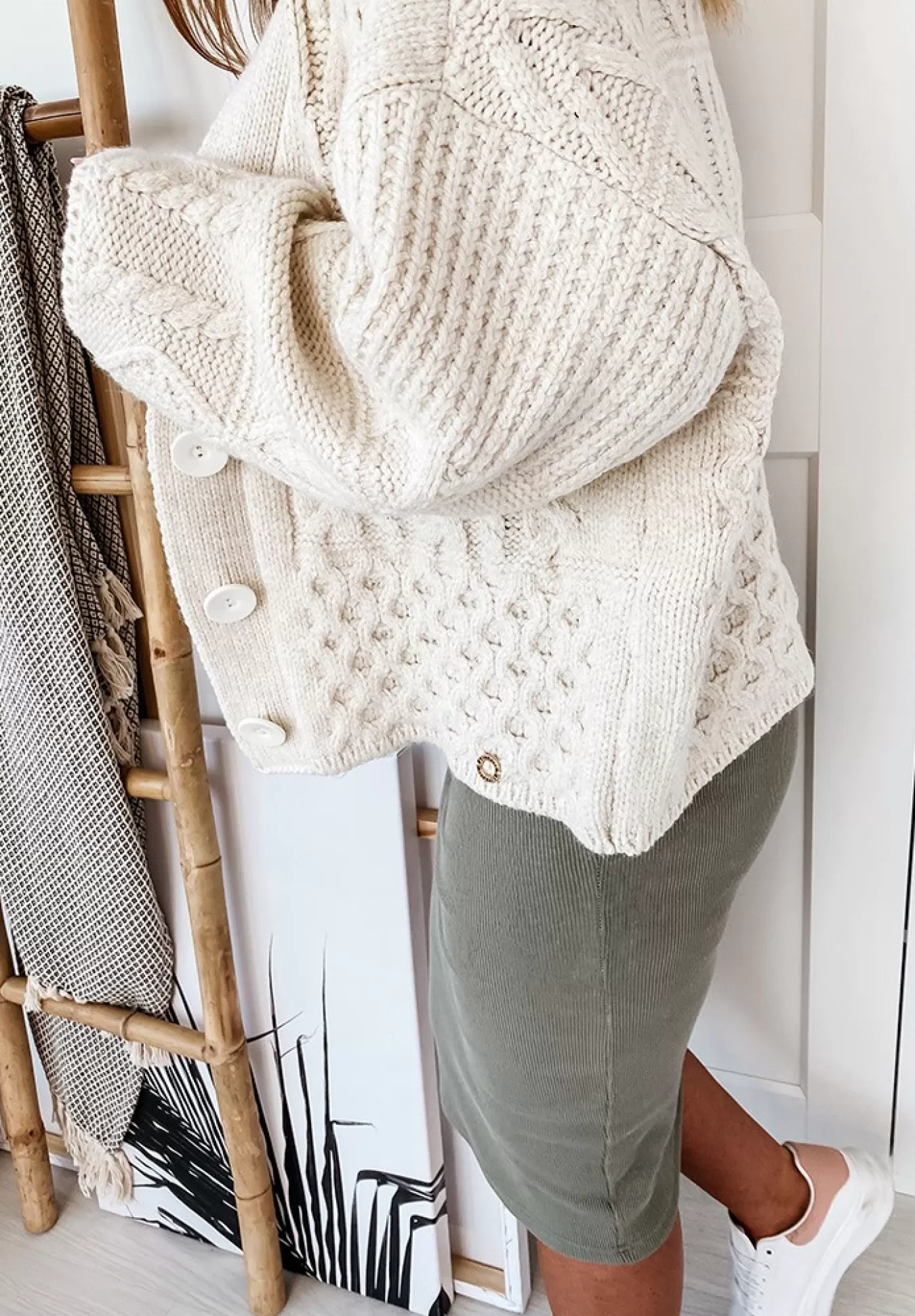Shop Krotki Kardigan Oversize Cocomore More Ecru Kobieta Kardigany
