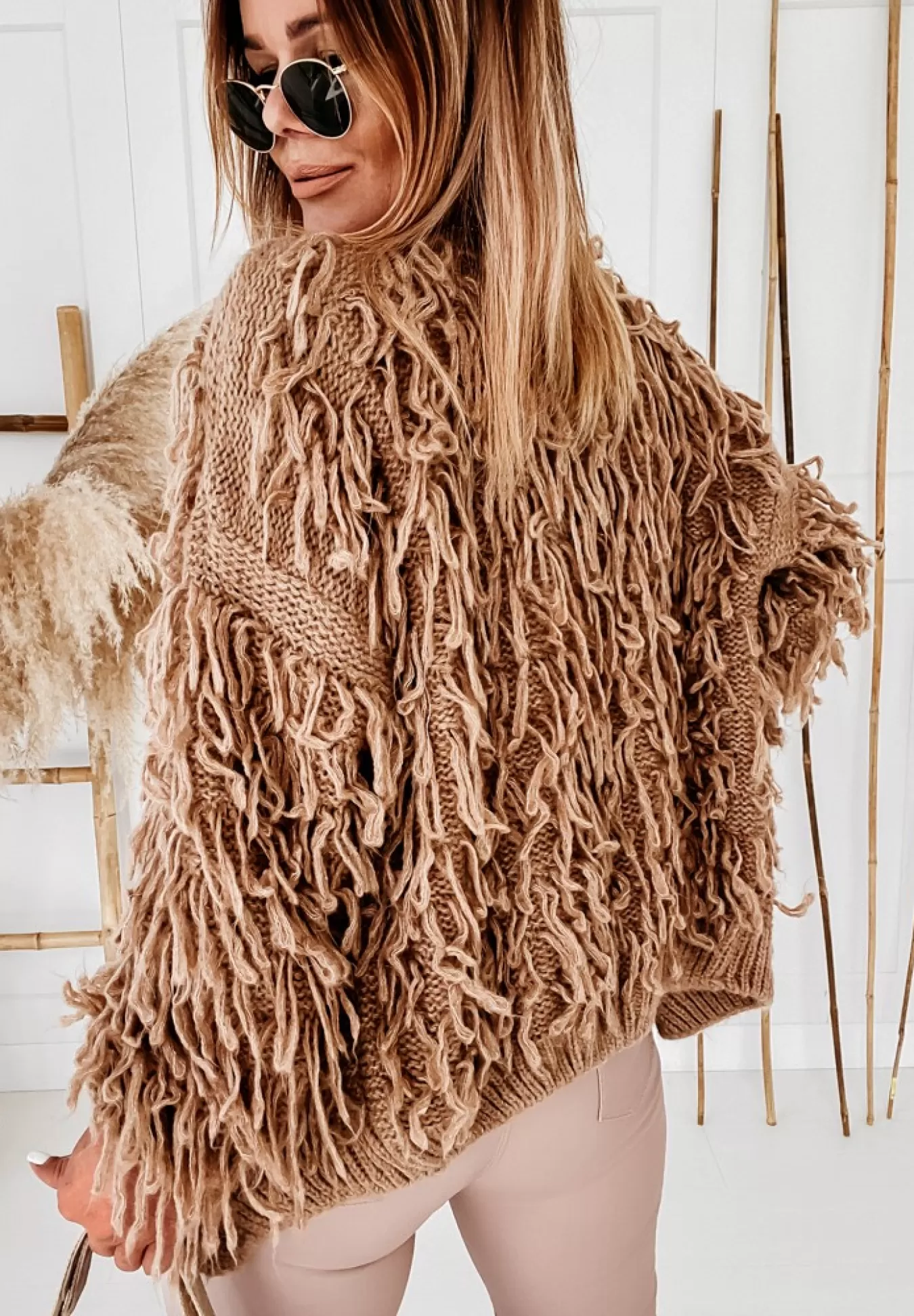 Cheap Krotki Kardigan Z Fredzlami Fringe Camelowy Kobieta Kardigany