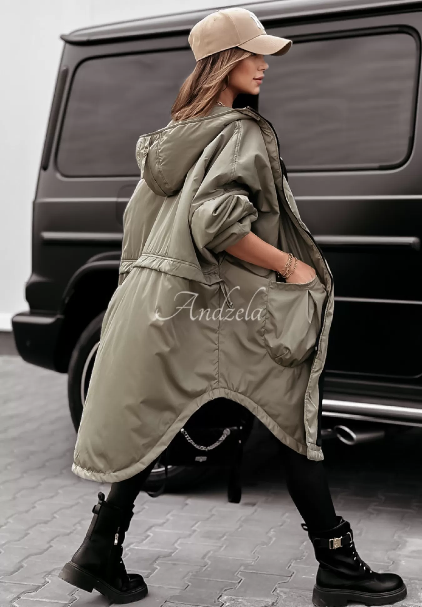 Fashion Kurtka Parka Rain On Me Khaki Kobieta Kurtki