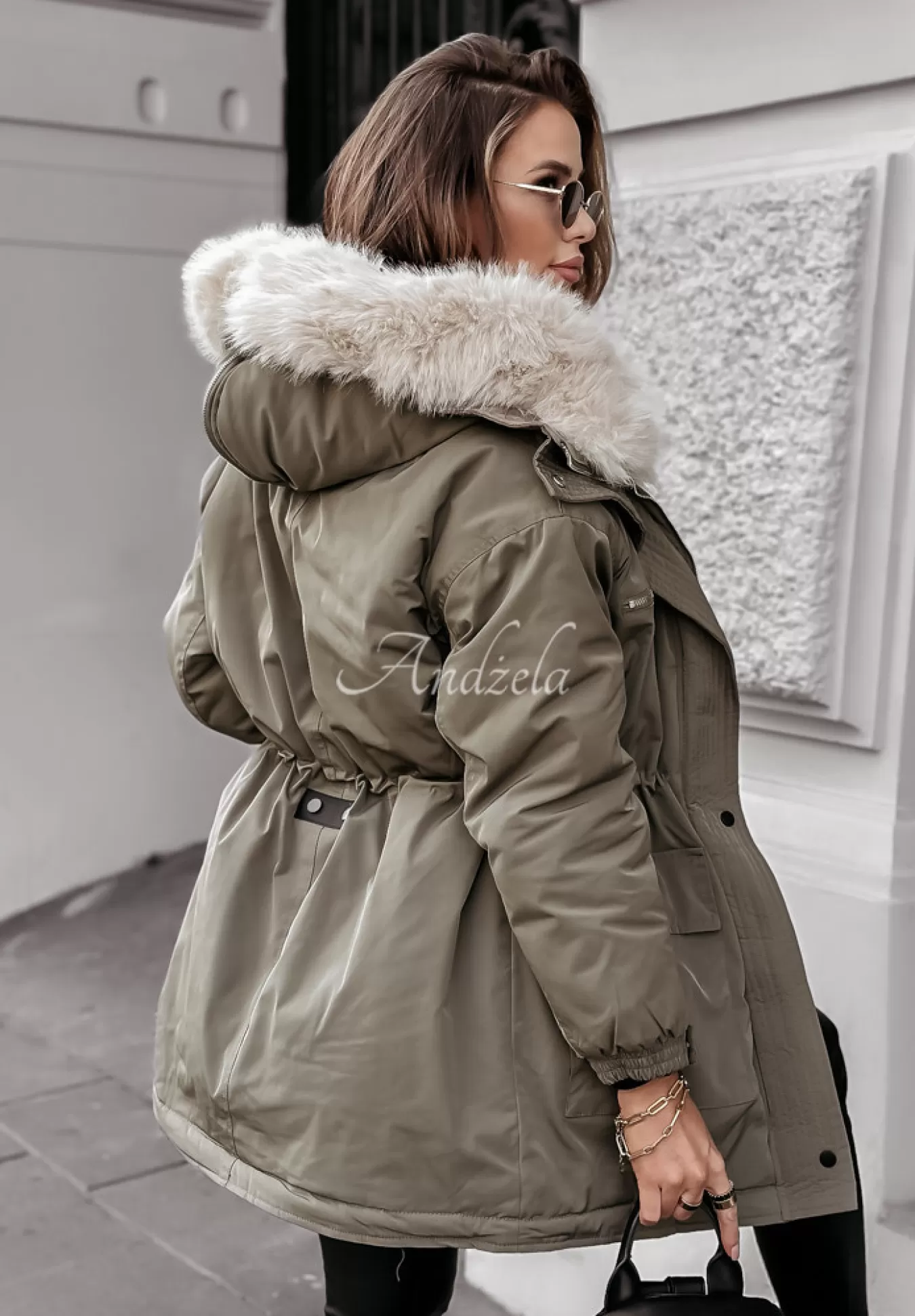 Flash Sale Kurtka Parka Z Futerkiem Cool Time Khaki Kobieta Kurtki