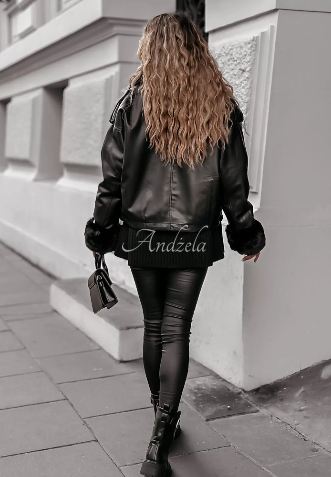 Best Kurtka Z Imitacji Skory Z Futerkiem Shopaholic Czarna Kobieta Kurtki