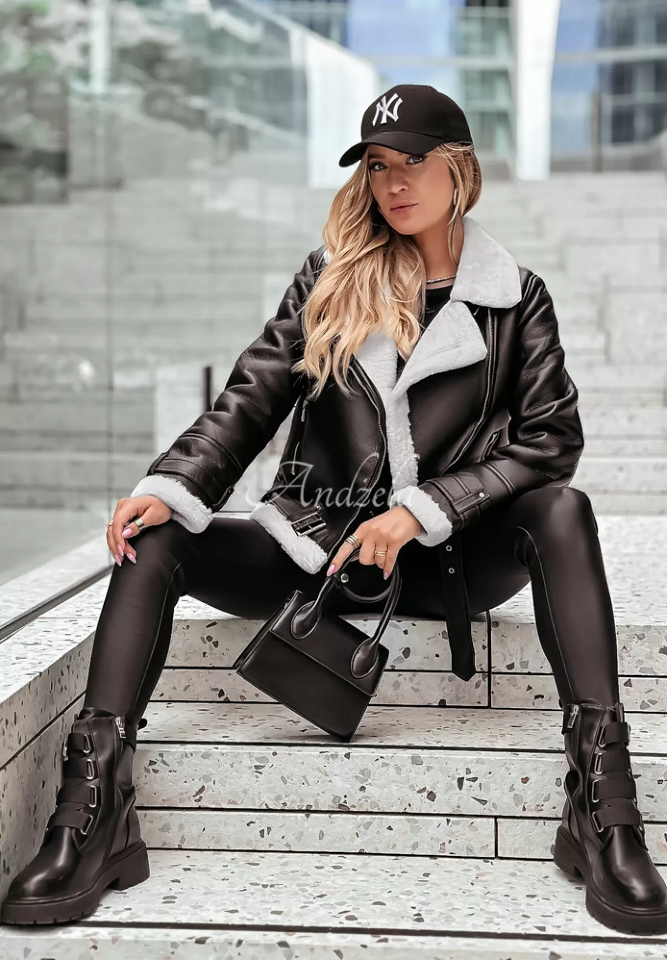 Best Sale Kurtka Z Imitacji Skory Z Futrem Spice, Spice Baby Czarna Kobieta Kurtki