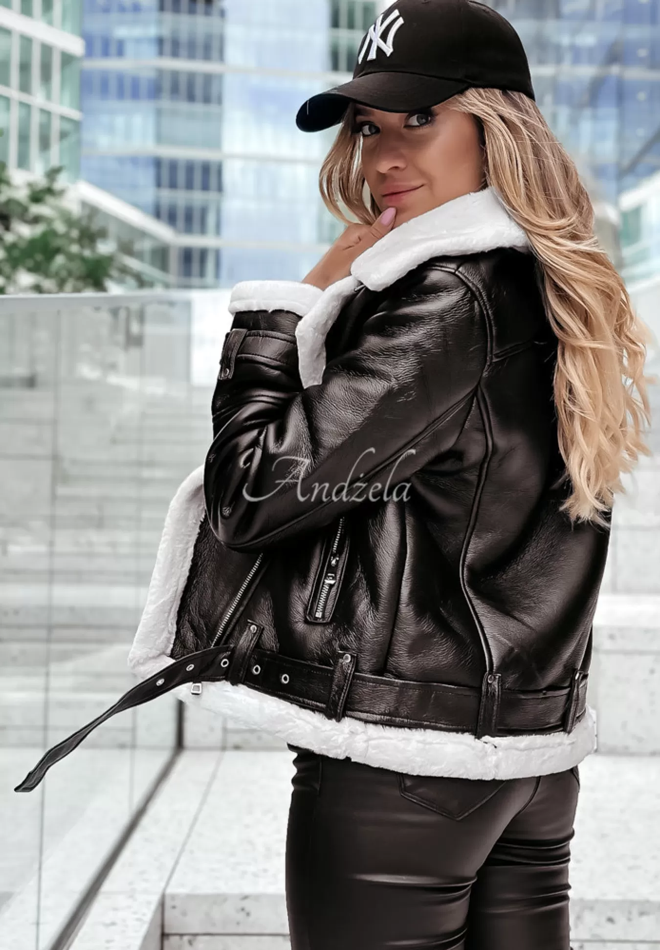 Best Sale Kurtka Z Imitacji Skory Z Futrem Spice, Spice Baby Czarna Kobieta Kurtki