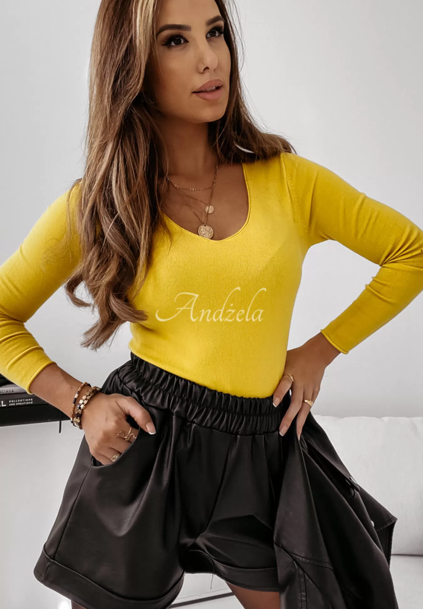 Online Lekki Sweter Selavi Zolty Kobieta Swetry