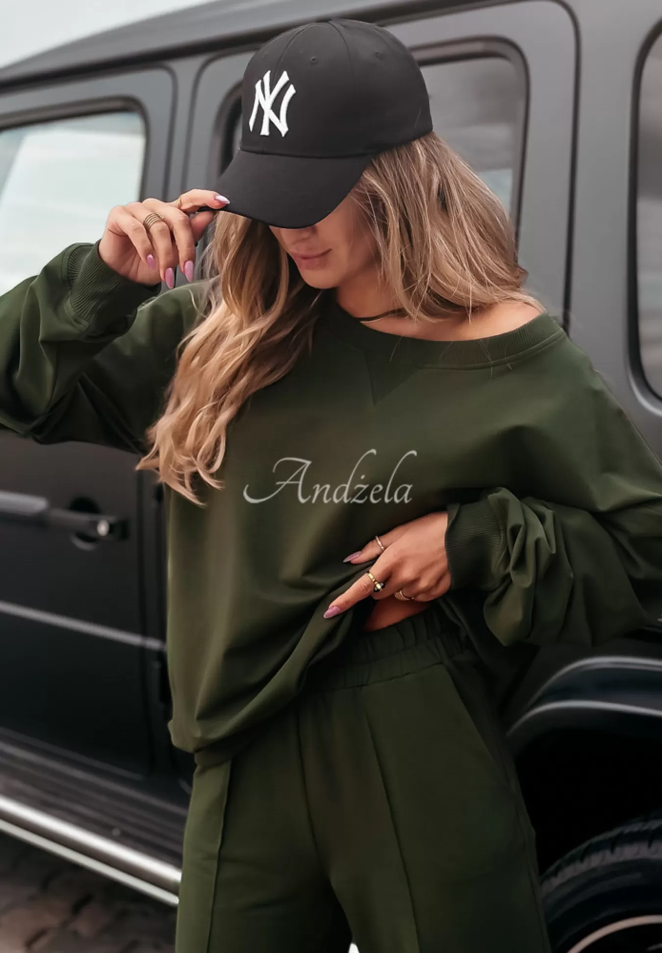 Fashion Oversizowa Bluza Z Marszczeniami Be Still Khaki Kobieta Bluzy