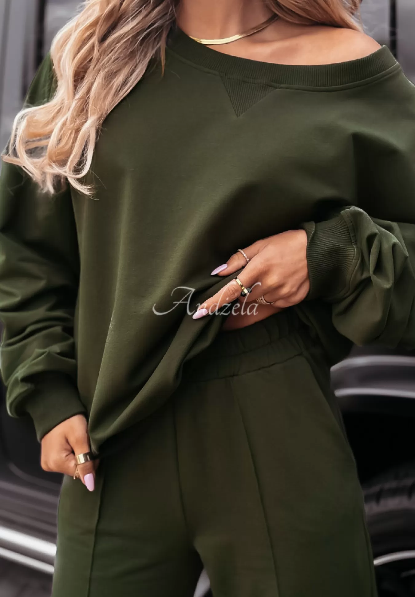 Fashion Oversizowa Bluza Z Marszczeniami Be Still Khaki Kobieta Bluzy