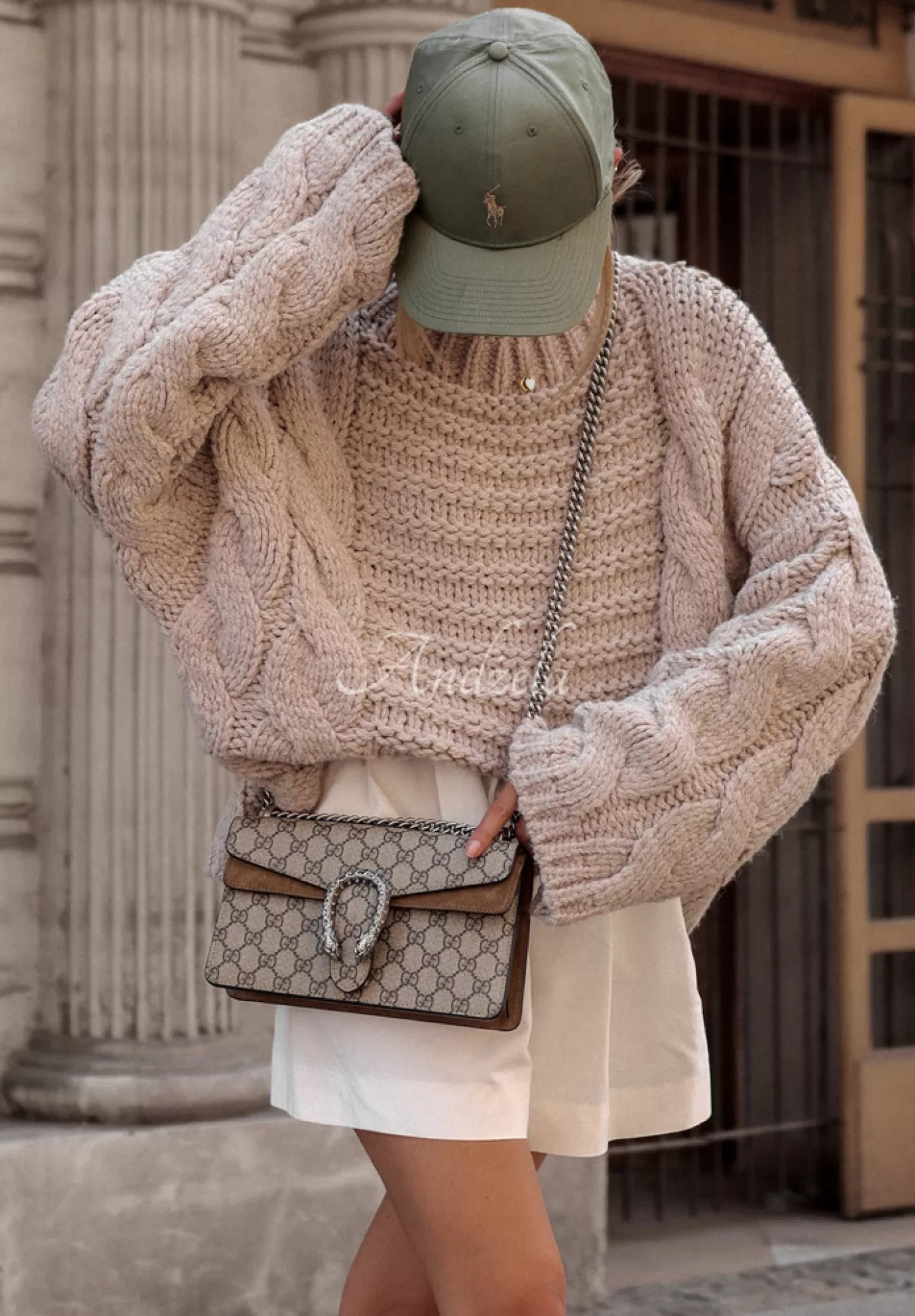 New Ozdobnie Pleciony Sweter Oversize Cocomore Sweet Dreams Bezowy Kobieta Swetry