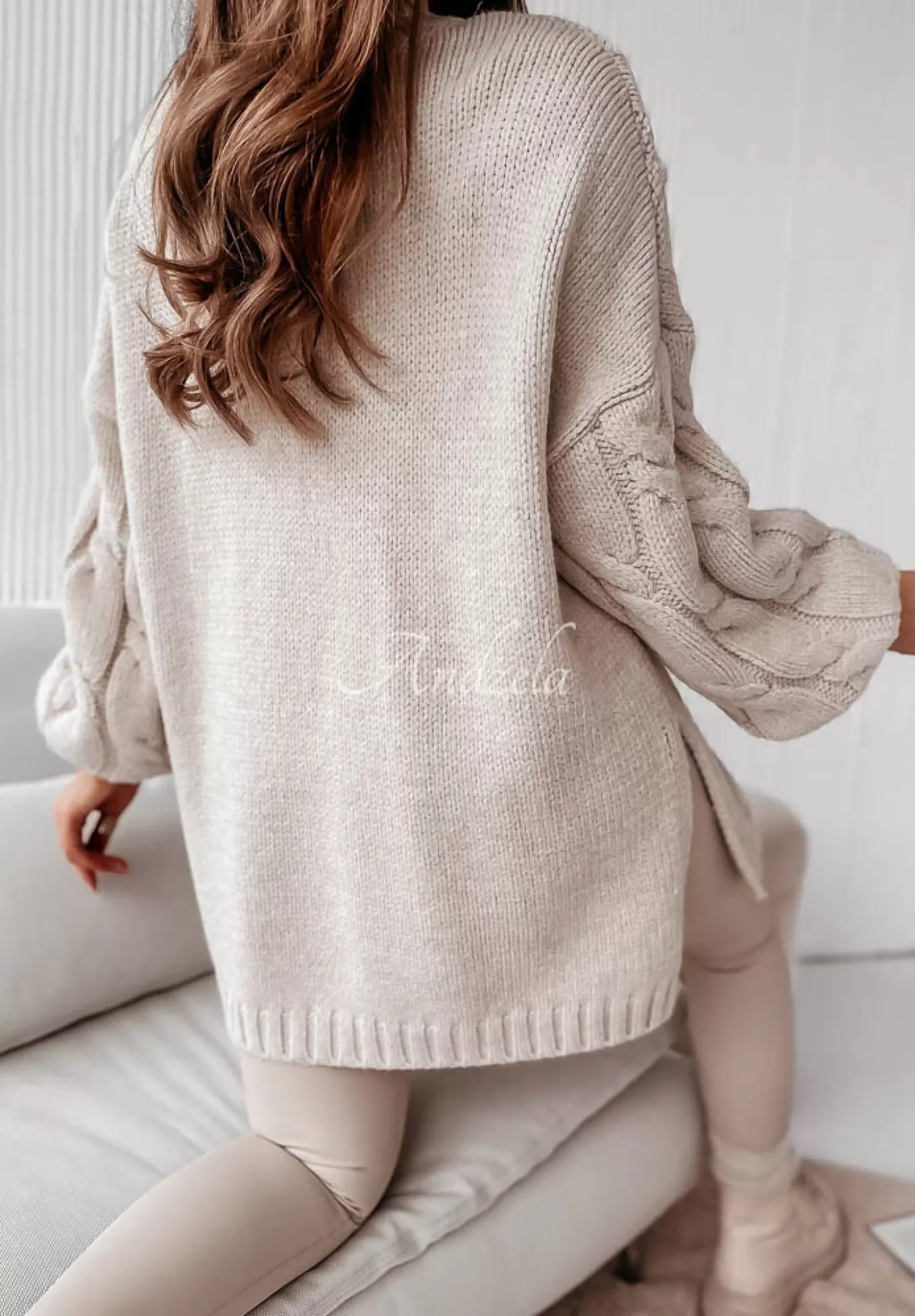 Best Ozdobnie Pleciony Sweter Oversize Cocomore Vivaldo Bezowy Kobieta Swetry