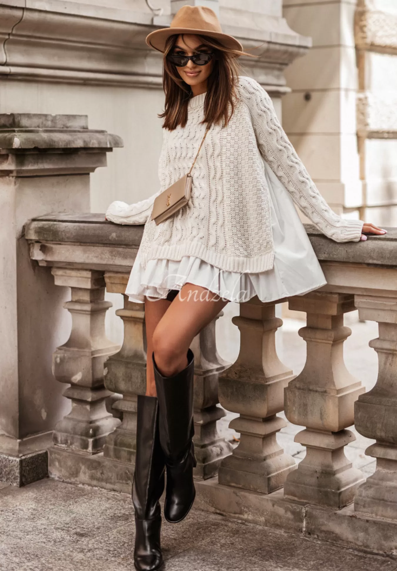 Flash Sale Ozdobnie Pleciony Sweter Z Falbankami Cocomore Timeless Beauty Ecru Kobieta Swetry