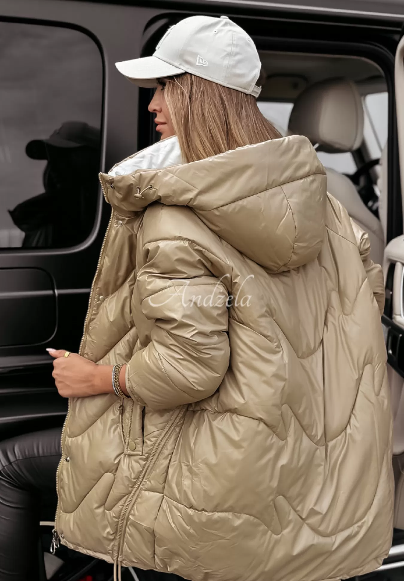 Discount Pikowana Kurtka Z Kapturem Autumn Colors Camelowa Kobieta Kurtki