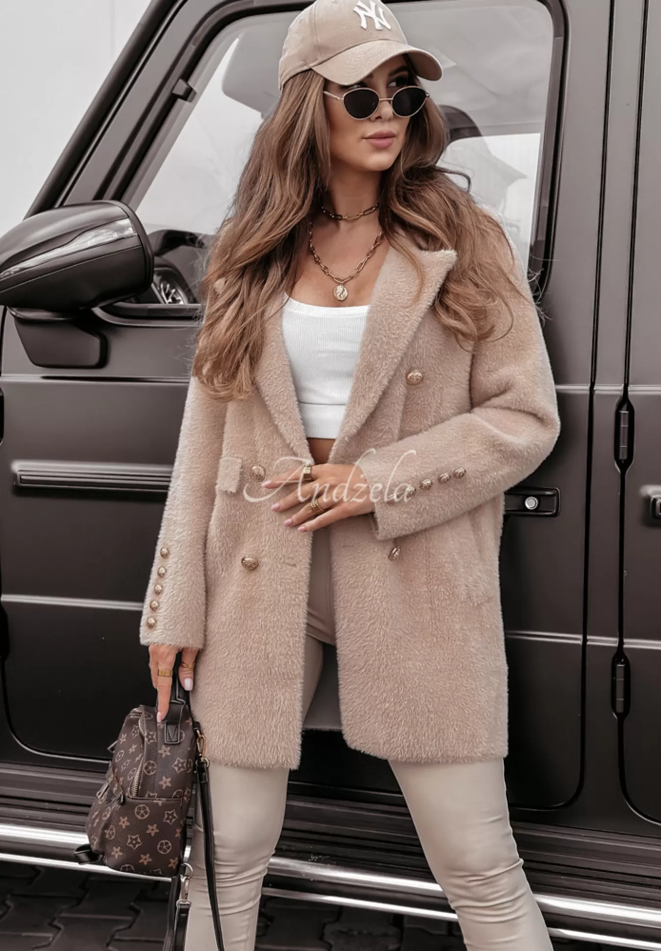 Clearance Plaszcz Alpaka Oversize Z Guzikami No Promises Bezowy Kobieta Płaszcze