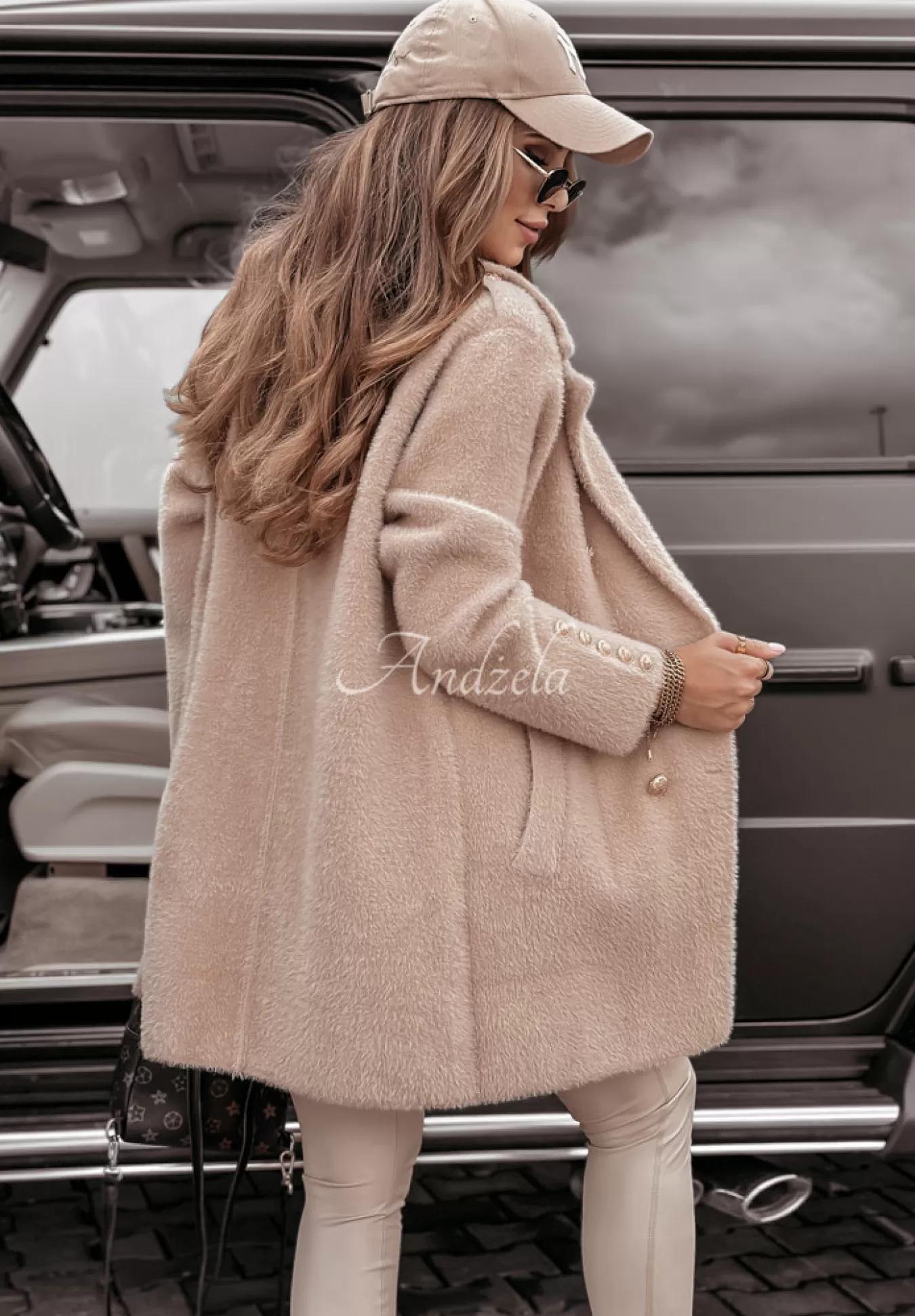Clearance Plaszcz Alpaka Oversize Z Guzikami No Promises Bezowy Kobieta Płaszcze