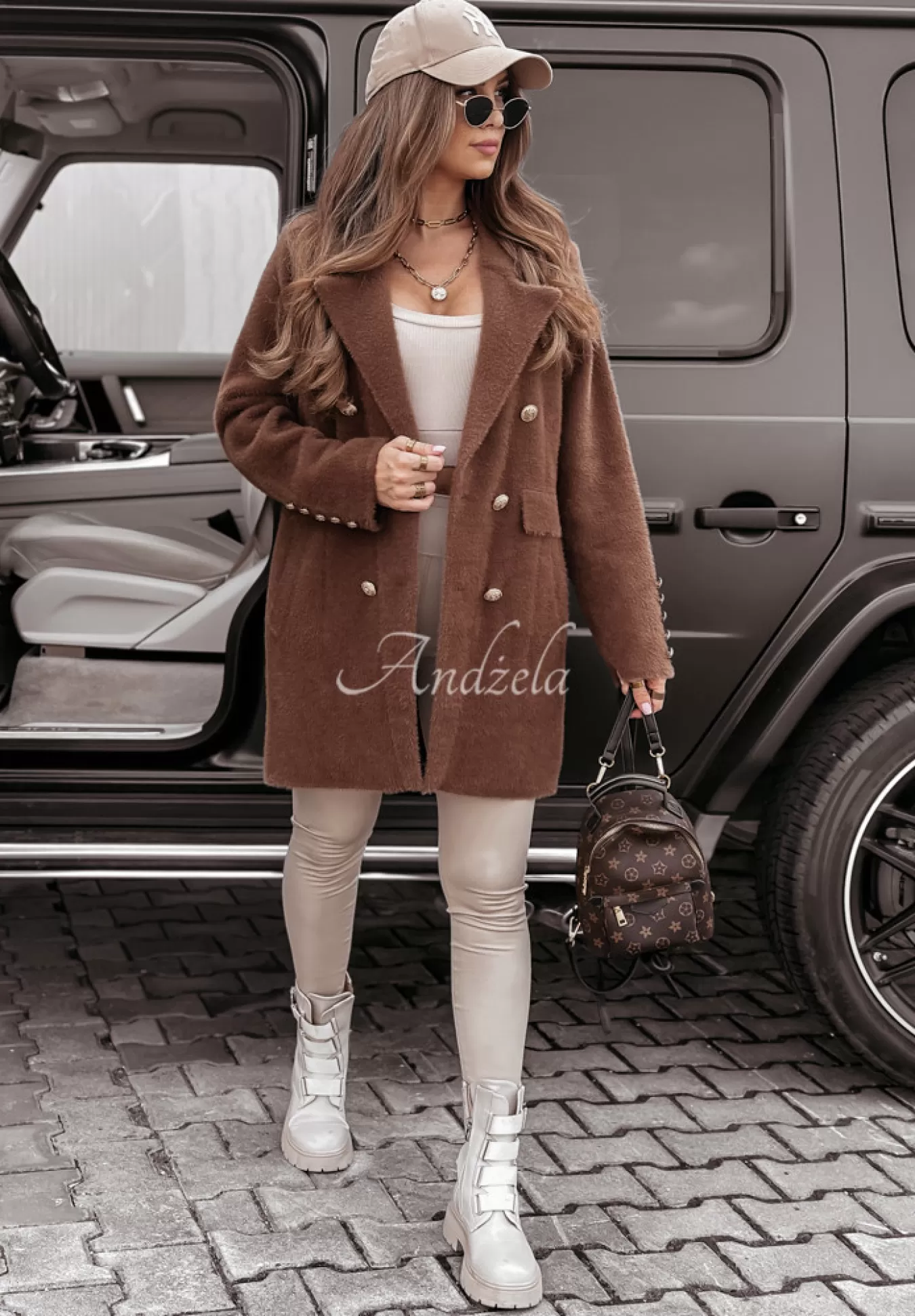 Best Sale Plaszcz Alpaka Oversize Z Guzikami No Promises Czekoladowy Kobieta Płaszcze