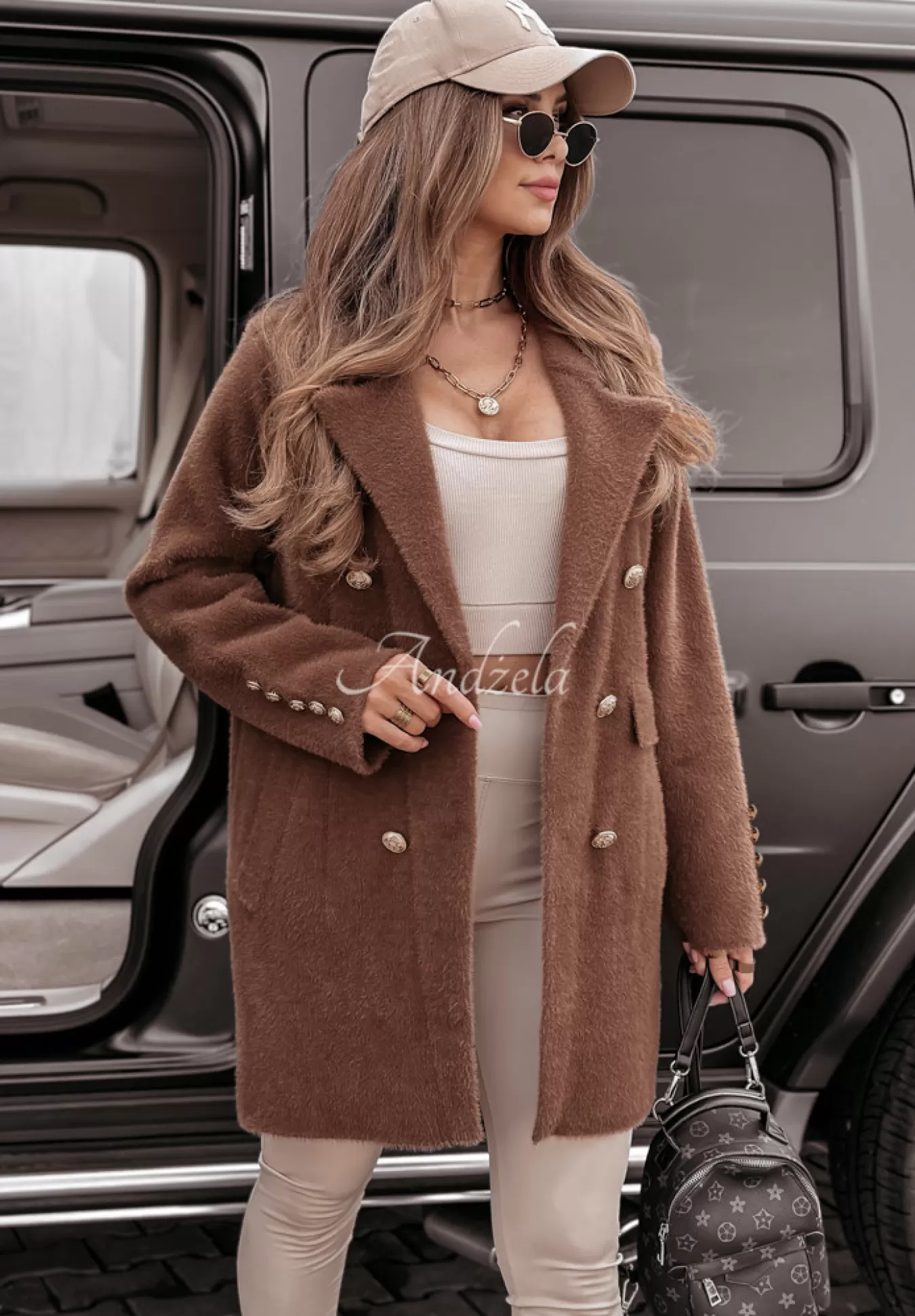 Best Sale Plaszcz Alpaka Oversize Z Guzikami No Promises Czekoladowy Kobieta Płaszcze