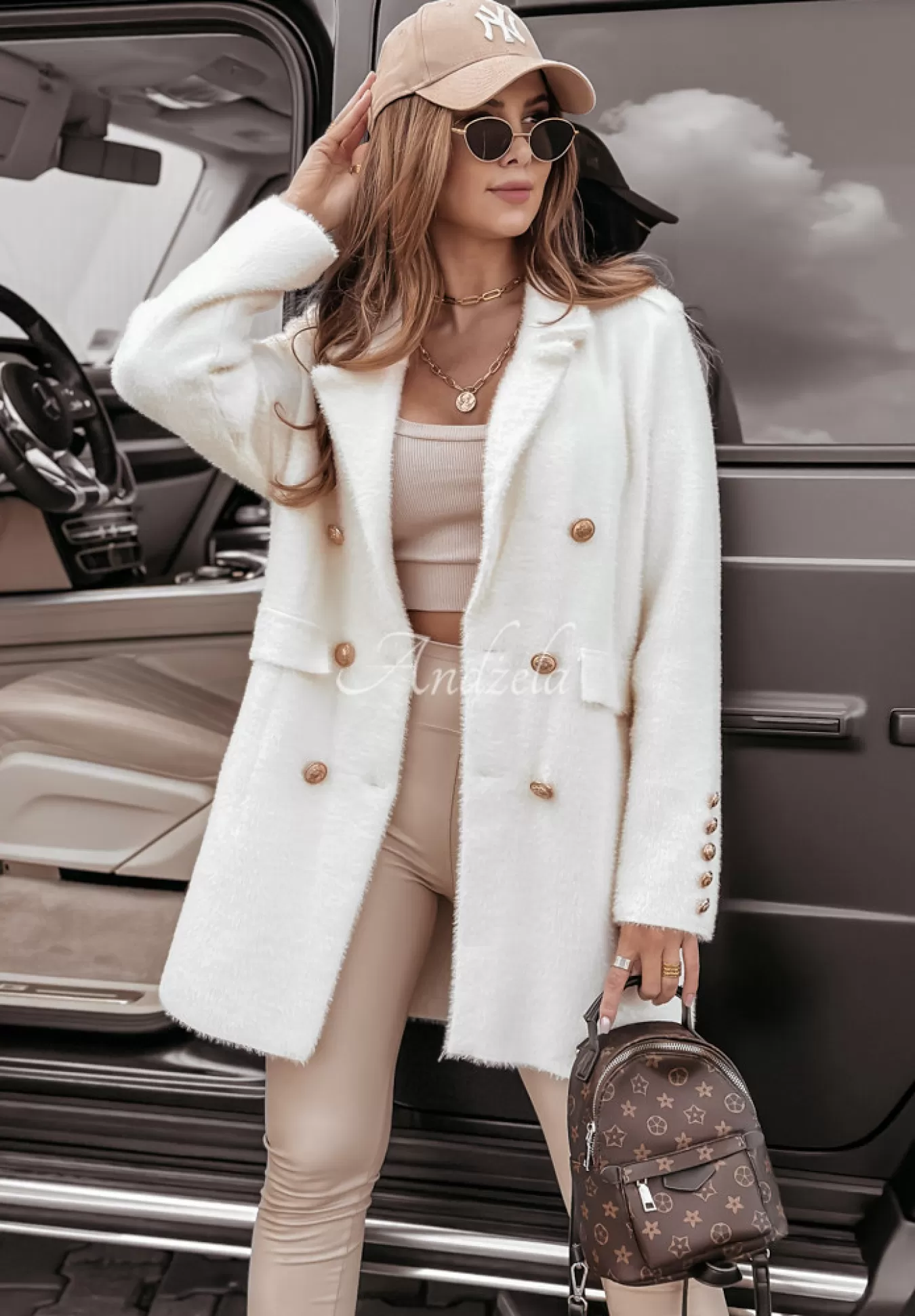 Flash Sale Plaszcz Alpaka Oversize Z Guzikami No Promises Ecru Kobieta Płaszcze