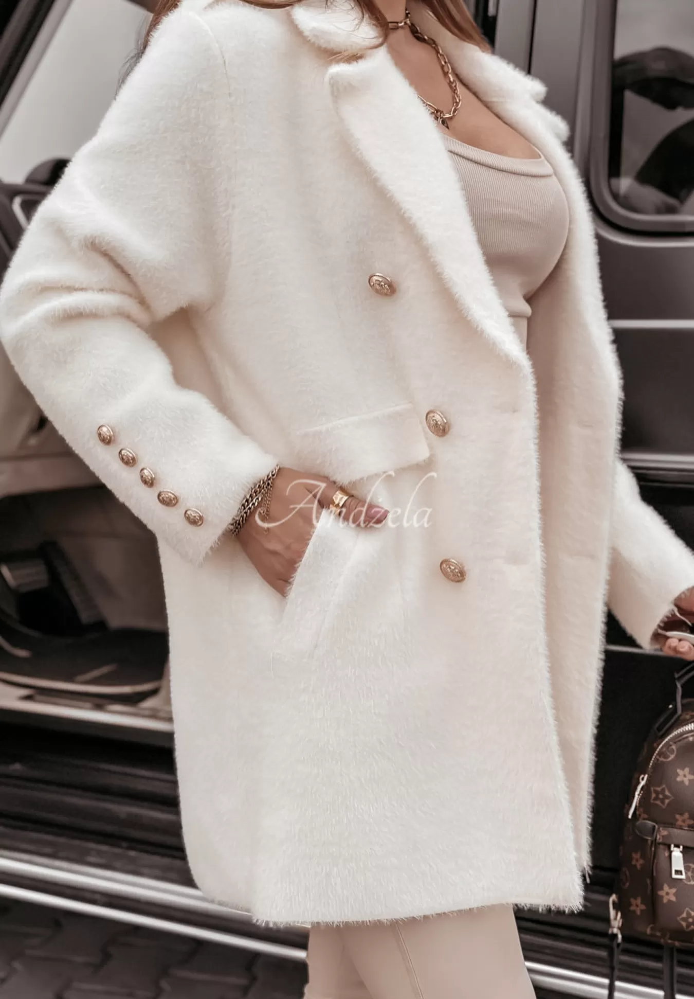 Flash Sale Plaszcz Alpaka Oversize Z Guzikami No Promises Ecru Kobieta Płaszcze