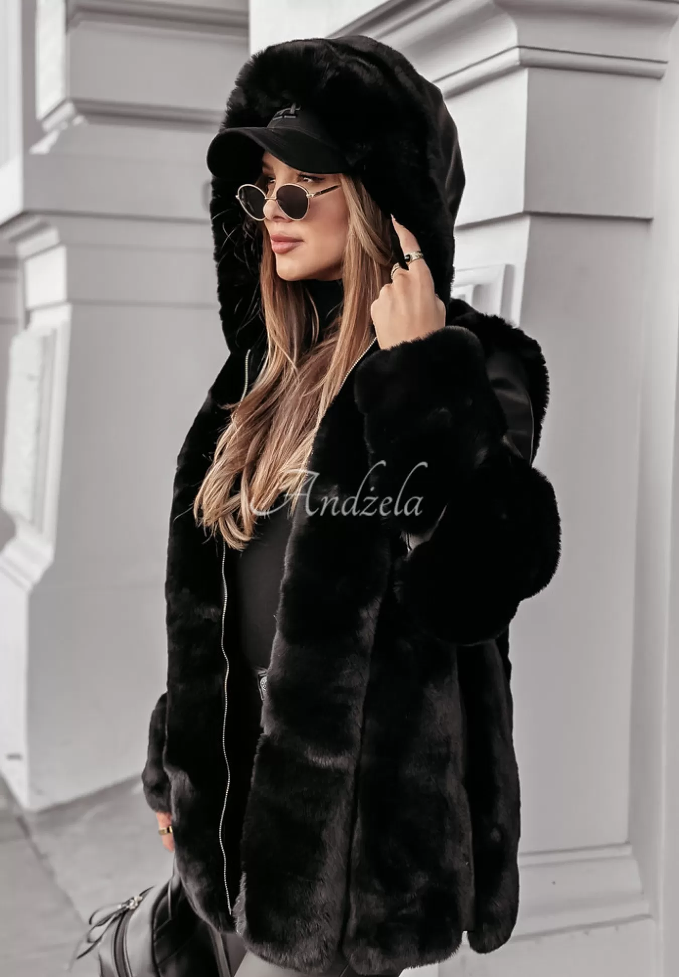 Cheap Plaszcz Z Imitacji Skory Z Futerkiem Arctic Aura Czarny Kobieta Płaszcze