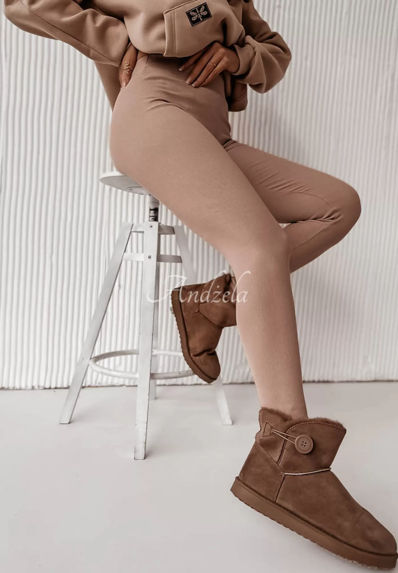 Flash Sale Prazkowane Legginsy Siempre Bezowe Kobieta Legginsy