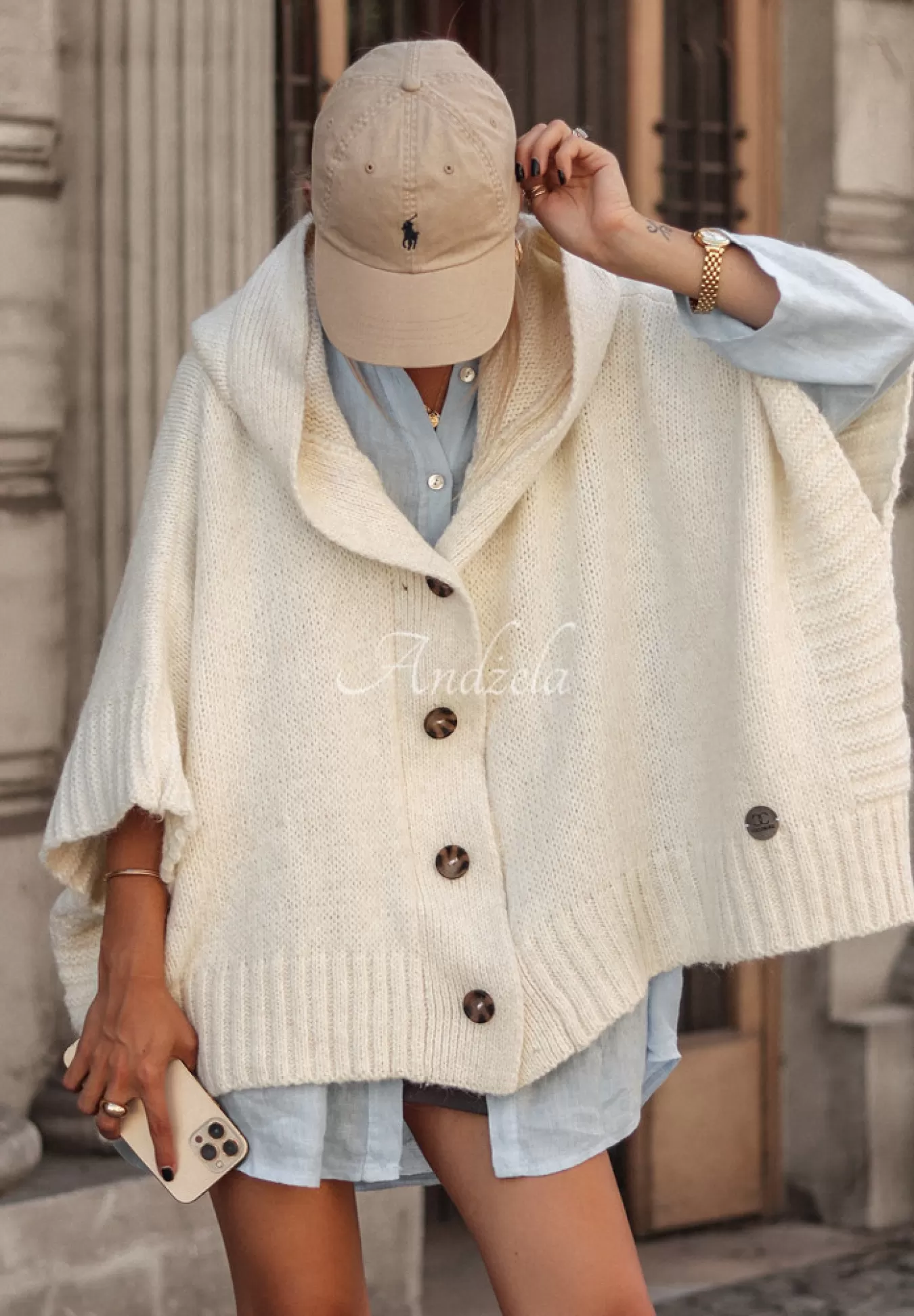 Clearance Rozpinany Kardigan Oversize Cocomore Miracle Happens Ecru Kobieta Kardigany