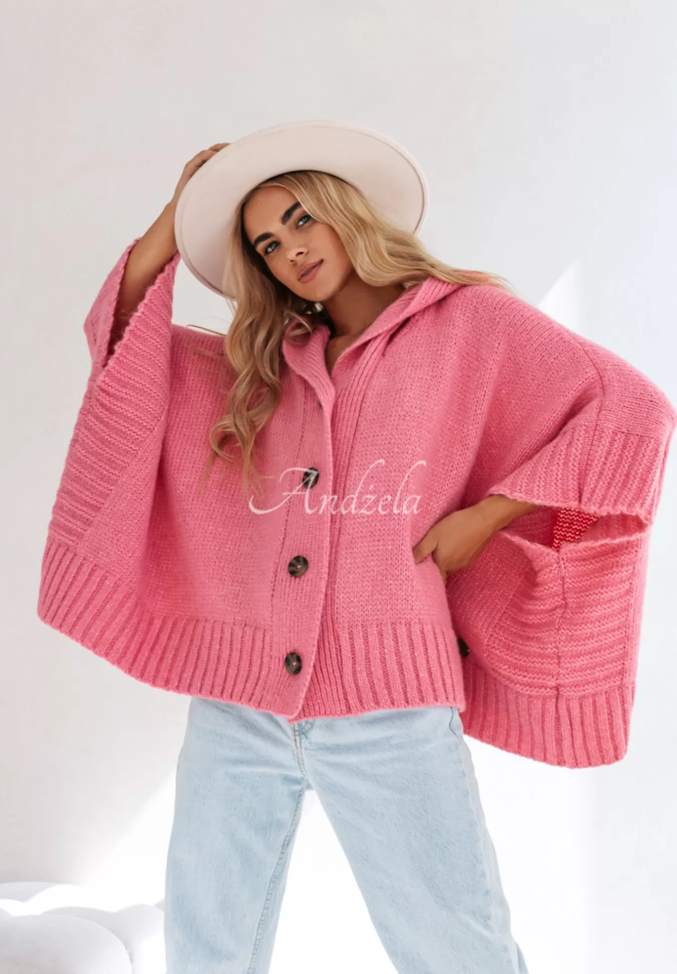 Discount Rozpinany Kardigan Oversize Cocomore Miracle Happens Rozowy Kobieta Kardigany