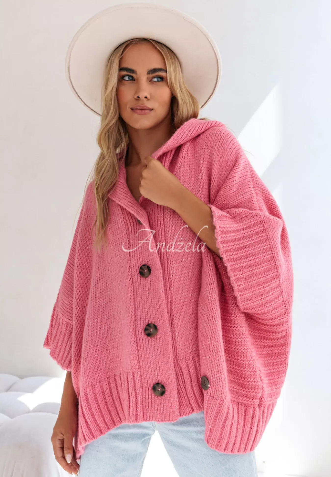 Discount Rozpinany Kardigan Oversize Cocomore Miracle Happens Rozowy Kobieta Kardigany