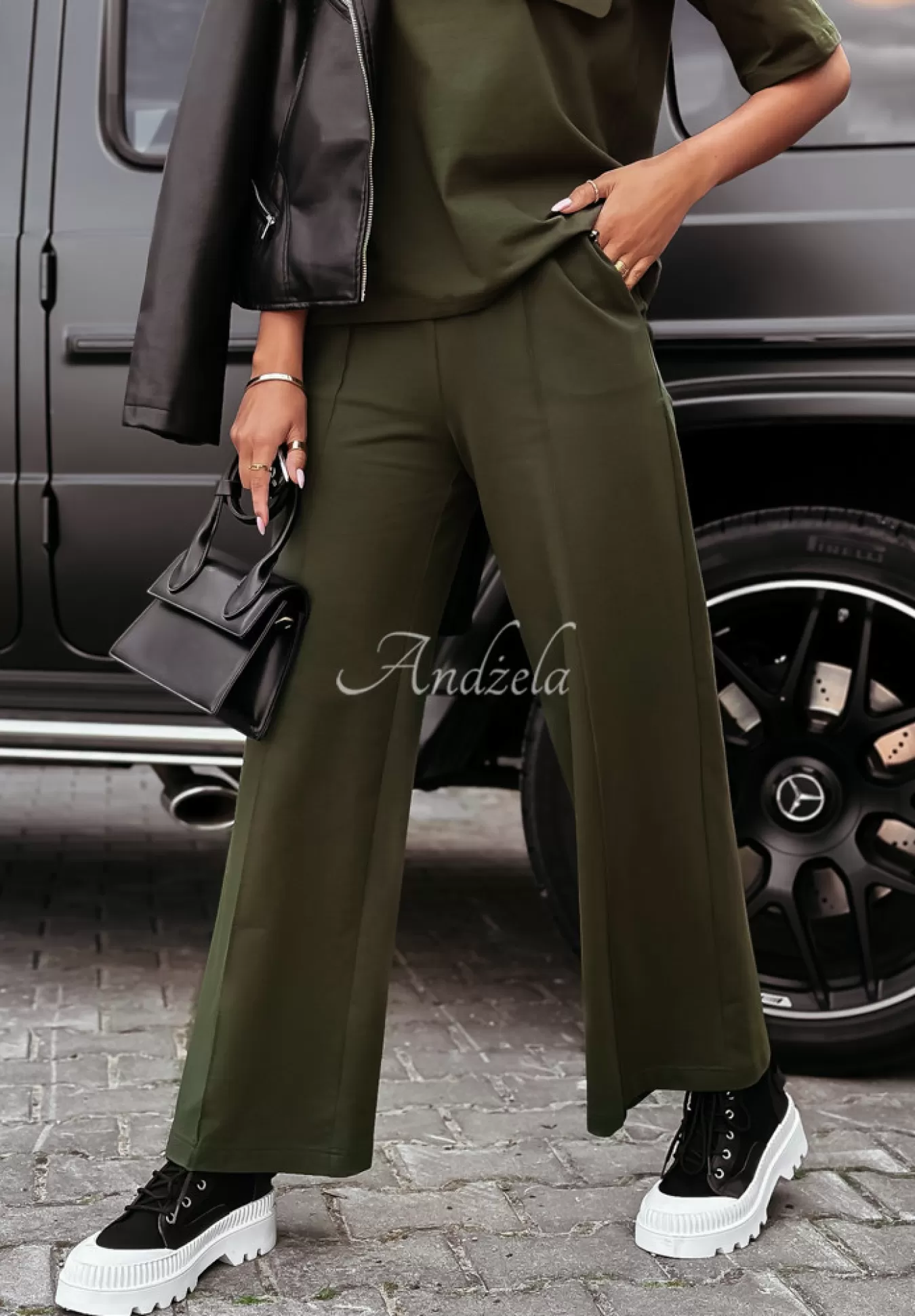 Shop Spodnie Dresowe Wide Leg Be Still Khaki Kobieta Spodnie