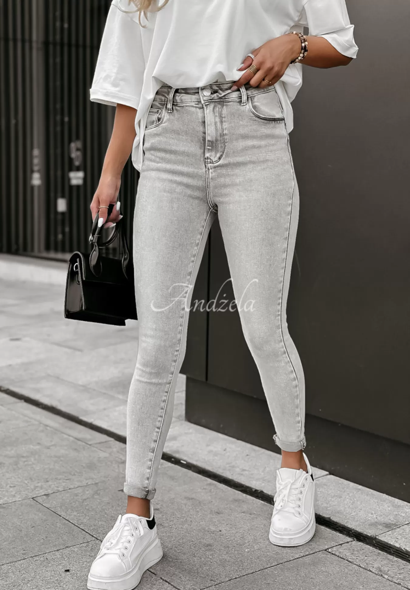 Outlet Spodnie Jeansowe Skinny Don'T Quit Szare Kobieta Jeansy