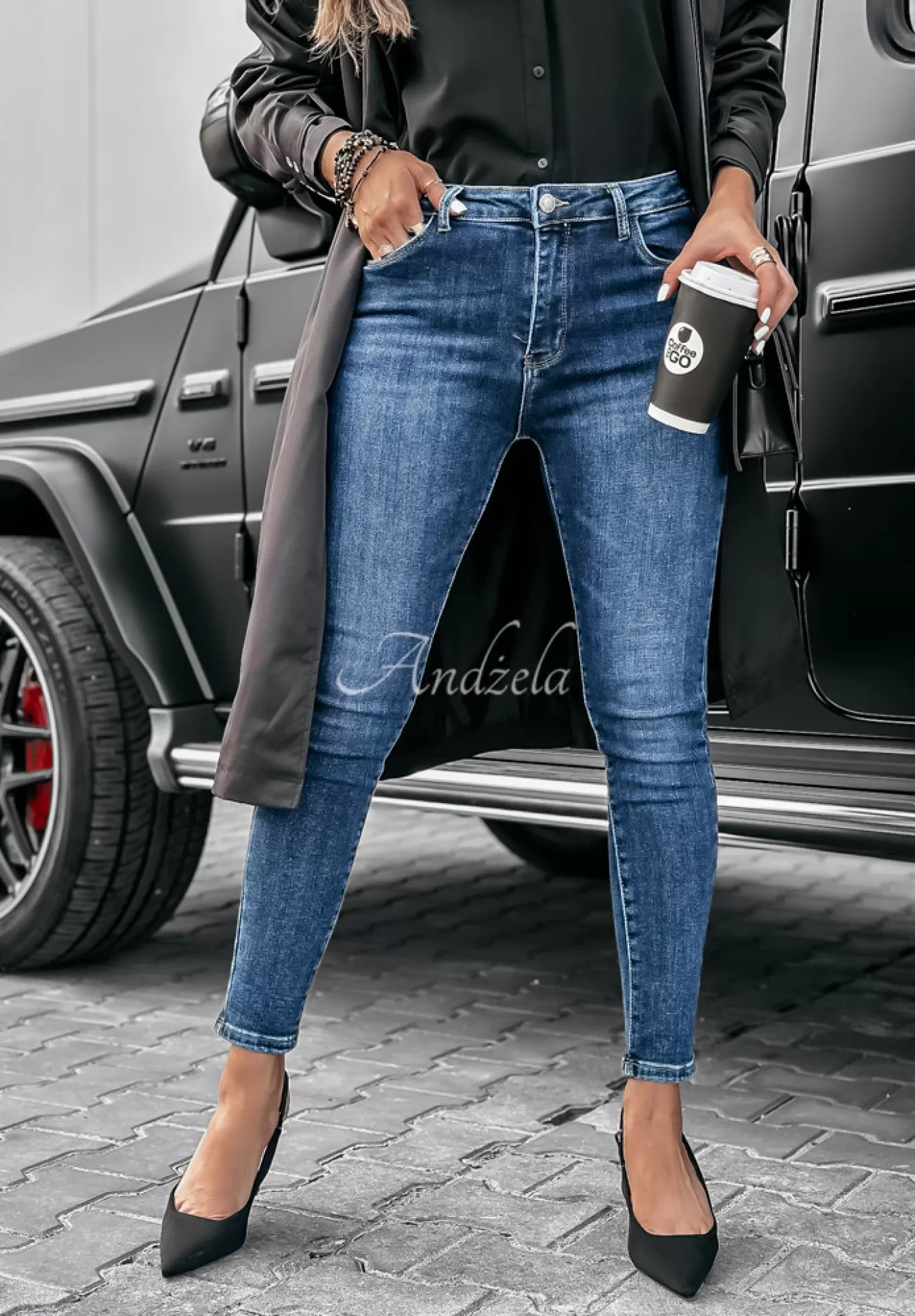 Best Sale Spodnie Jeansowe Skinny Listen Closely Niebieskie Kobieta Jeansy