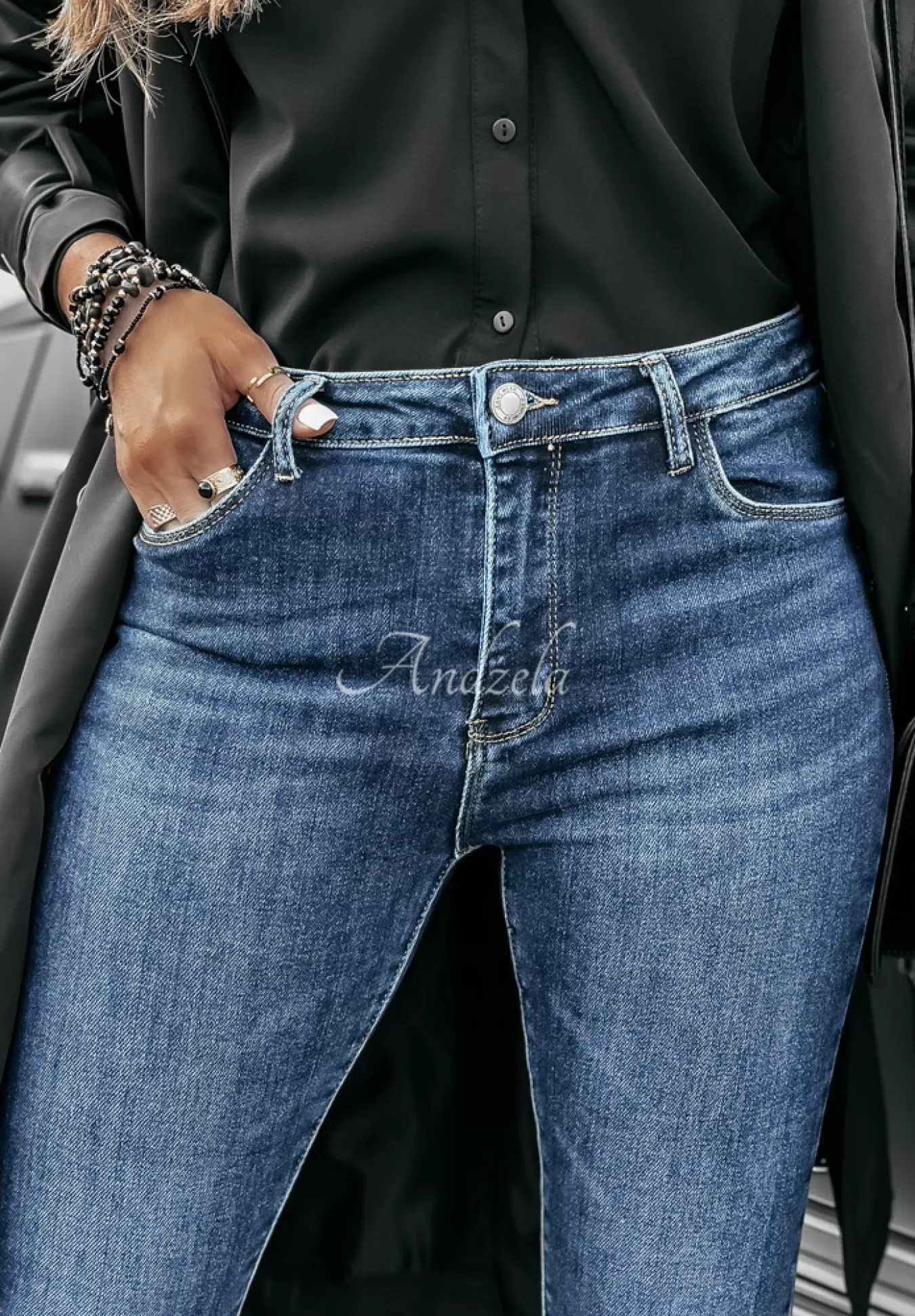 Best Sale Spodnie Jeansowe Skinny Listen Closely Niebieskie Kobieta Jeansy