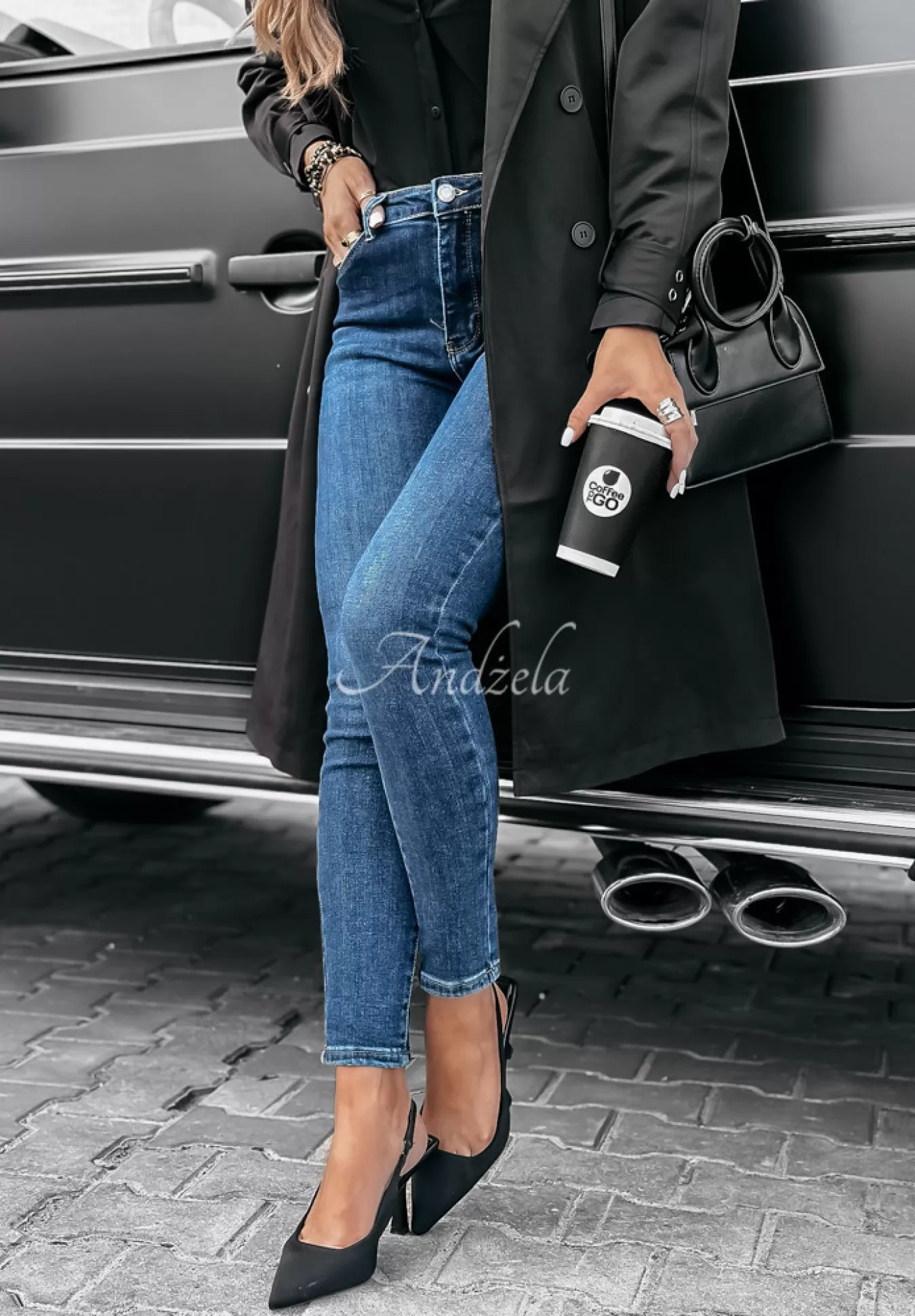 Best Sale Spodnie Jeansowe Skinny Listen Closely Niebieskie Kobieta Jeansy