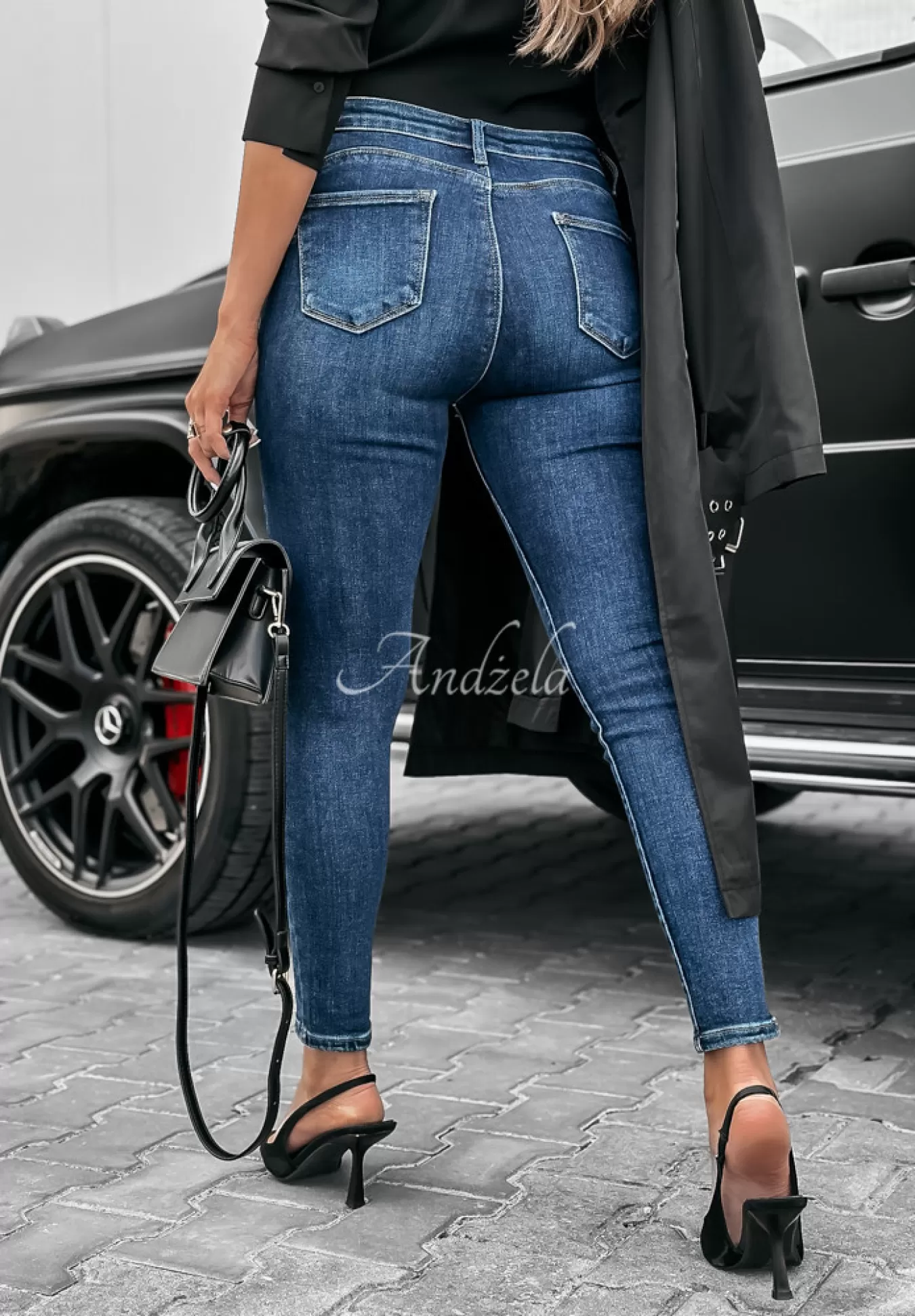 Best Sale Spodnie Jeansowe Skinny Listen Closely Niebieskie Kobieta Jeansy