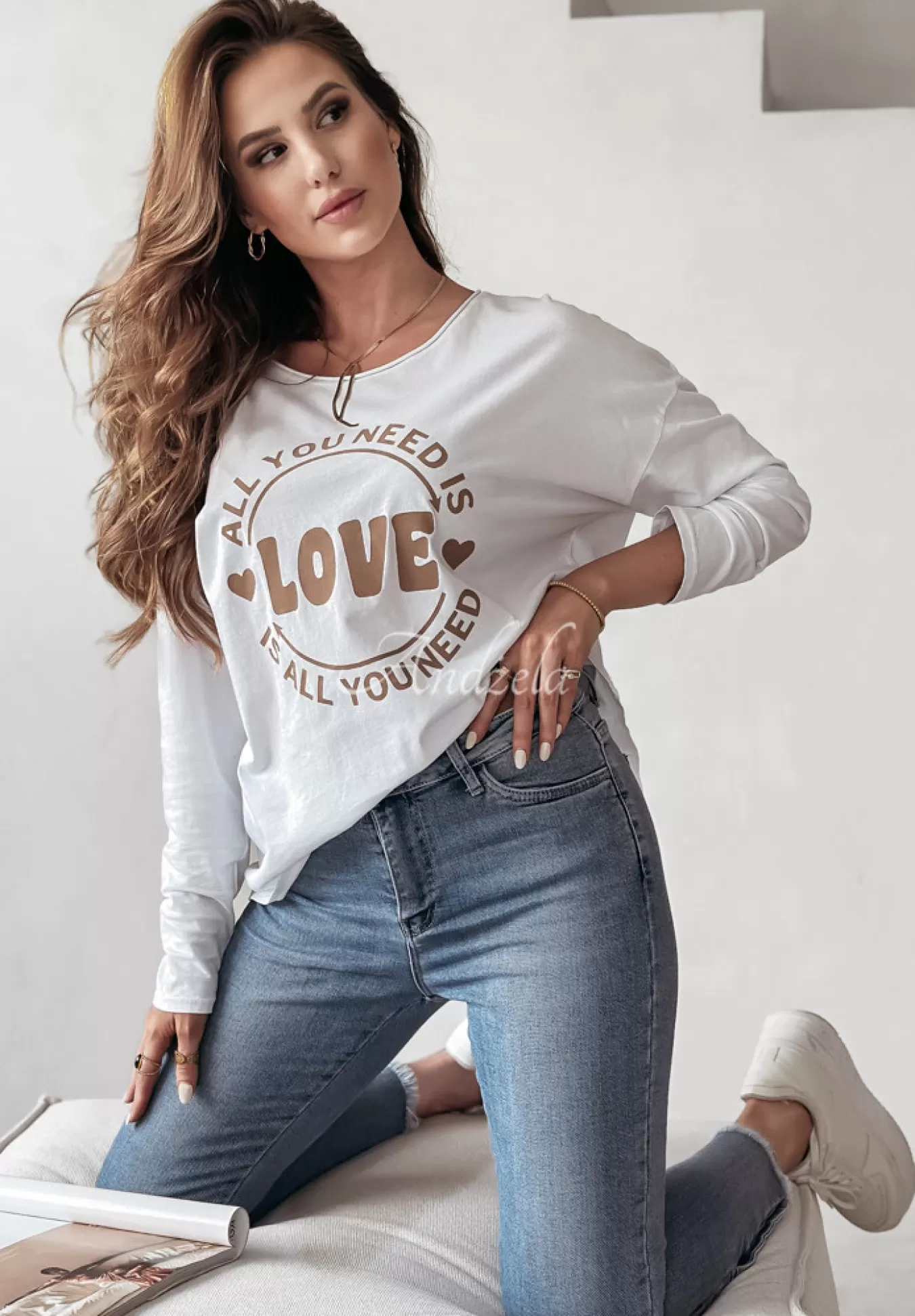 Best Sale Spodnie Jeansowe Skinny Z Guzikami Don'T Waste My Time Niebieskie Kobieta Jeansy