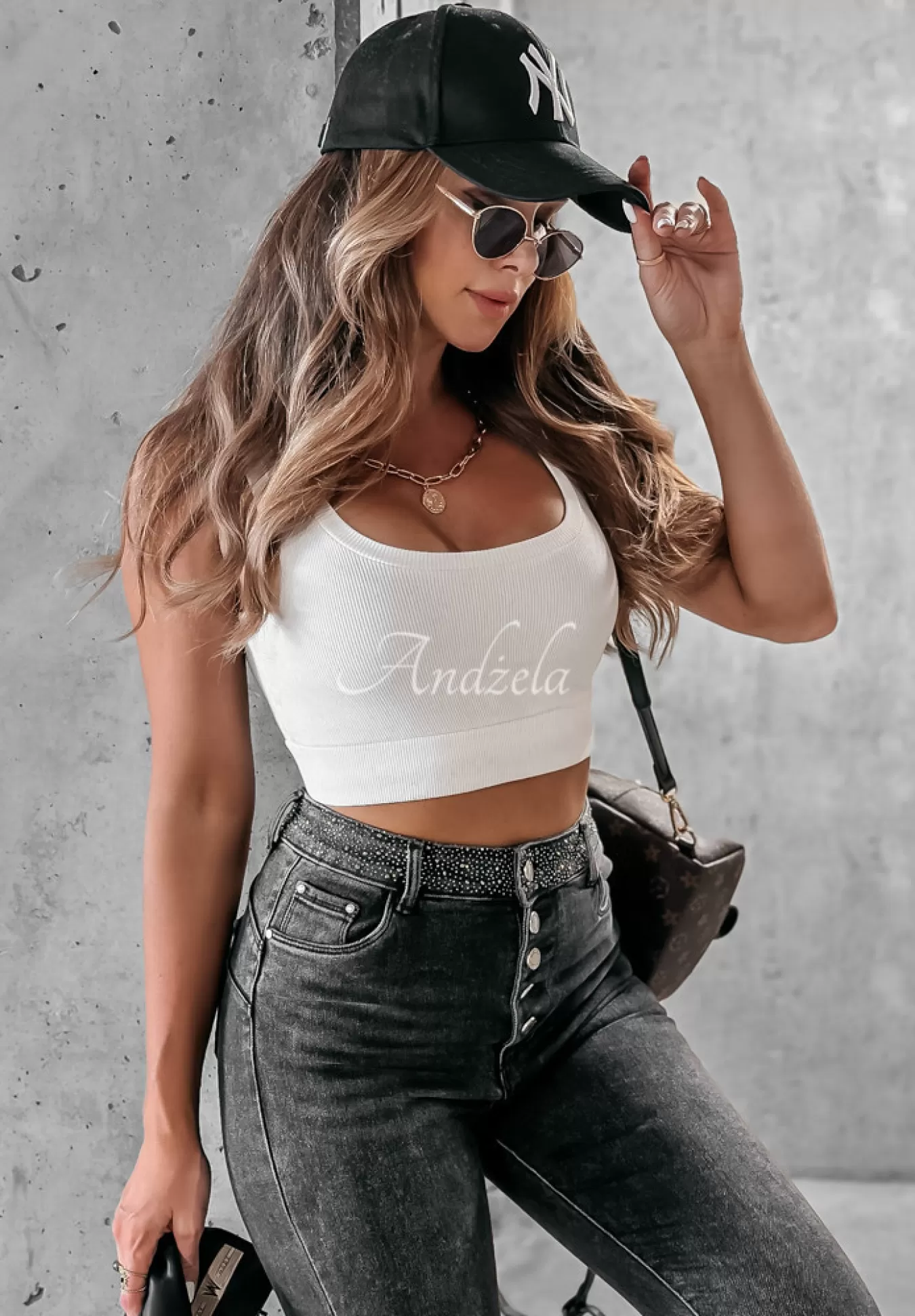 Shop Spodnie Jeansowe Skinny Z Krysztalkami More Bling Please Ciemnoszare Kobieta Jeansy