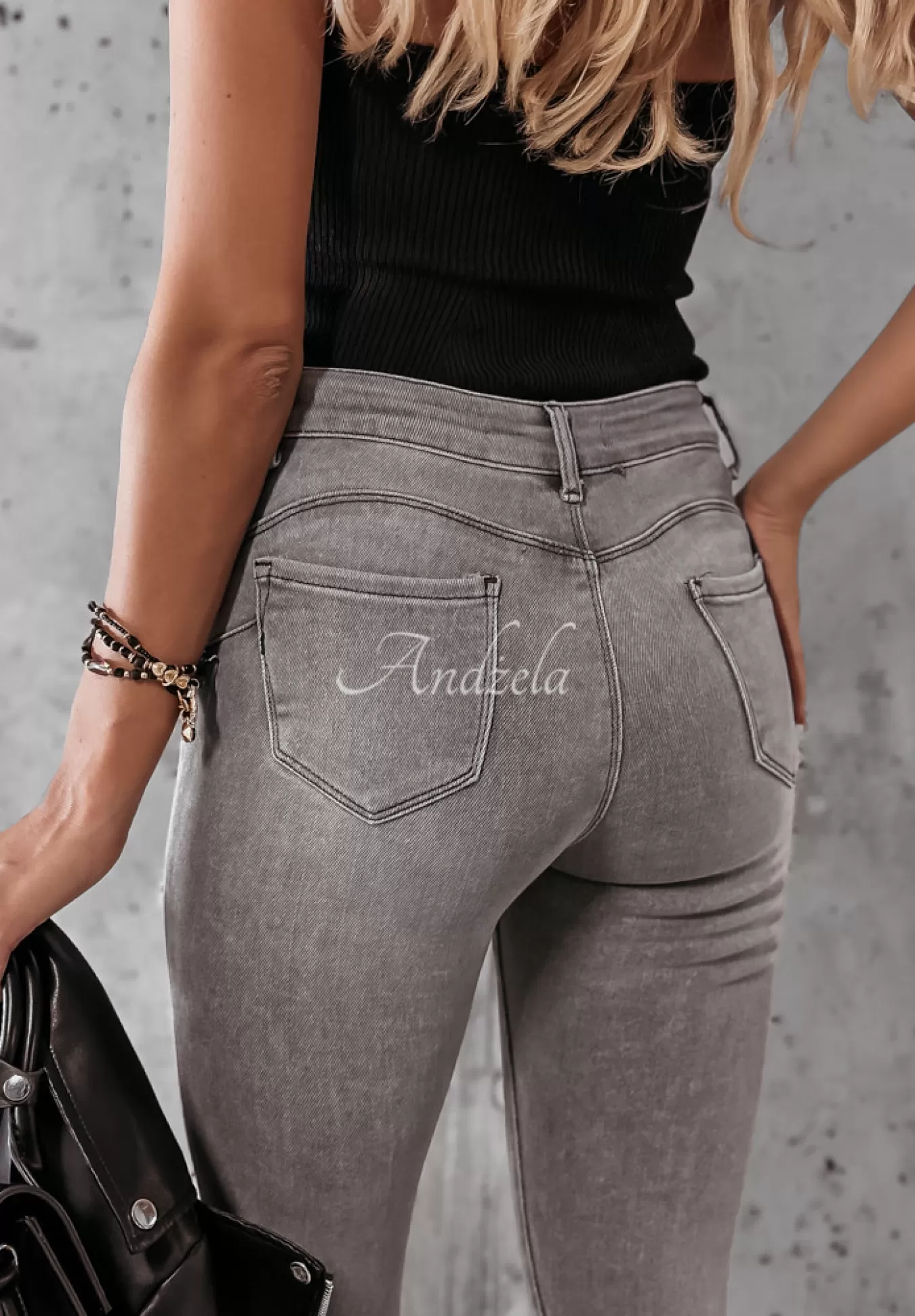 Cheap Spodnie Jeansowe Skinny Z Przetarciami I Will Be There Jasnoszare Kobieta Jeansy