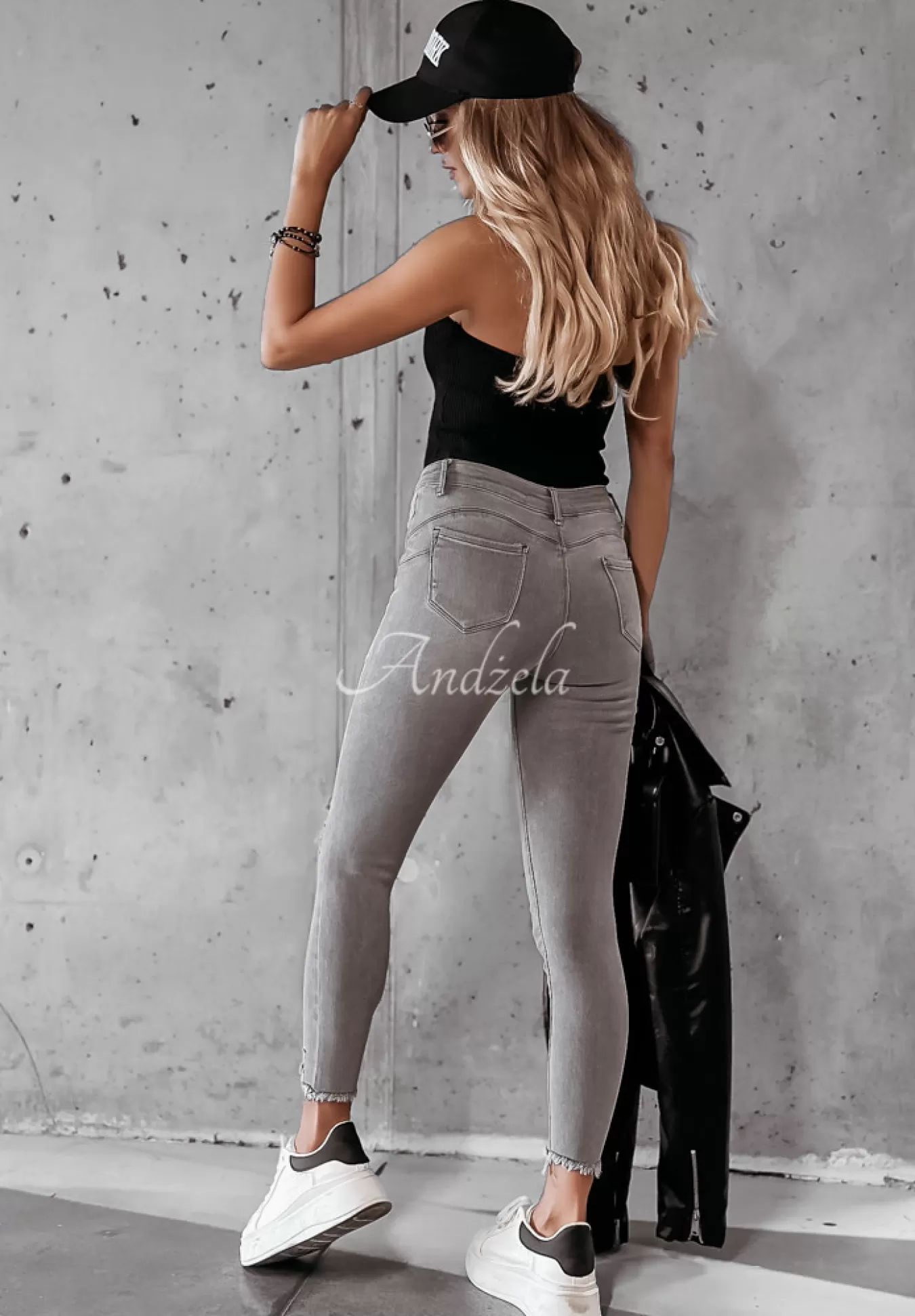 Cheap Spodnie Jeansowe Skinny Z Przetarciami I Will Be There Jasnoszare Kobieta Jeansy