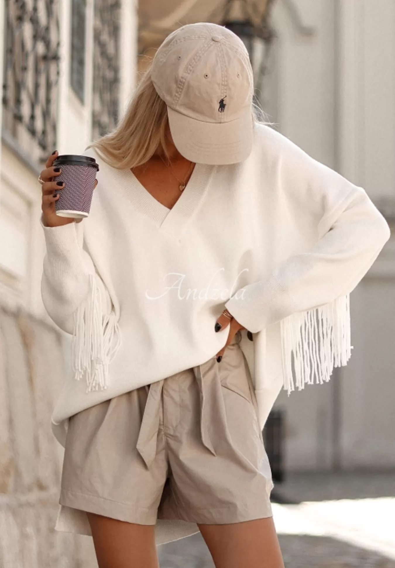 Best Sweter Oversize Z Fredzlami Cocomore Peaceful Space Ecru Kobieta Swetry