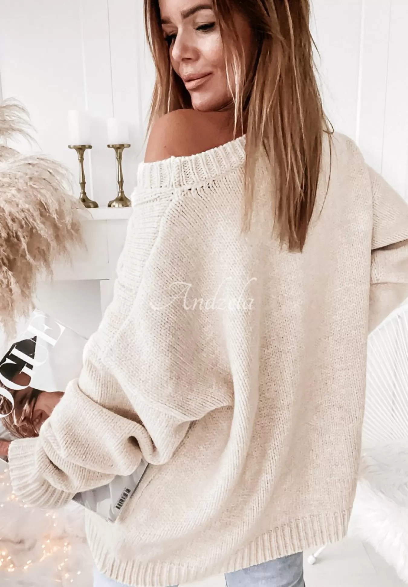 Sale Sweter Oversize Z Ozdobnym Splotem Cocomore Tressa Ecru Kobieta Swetry
