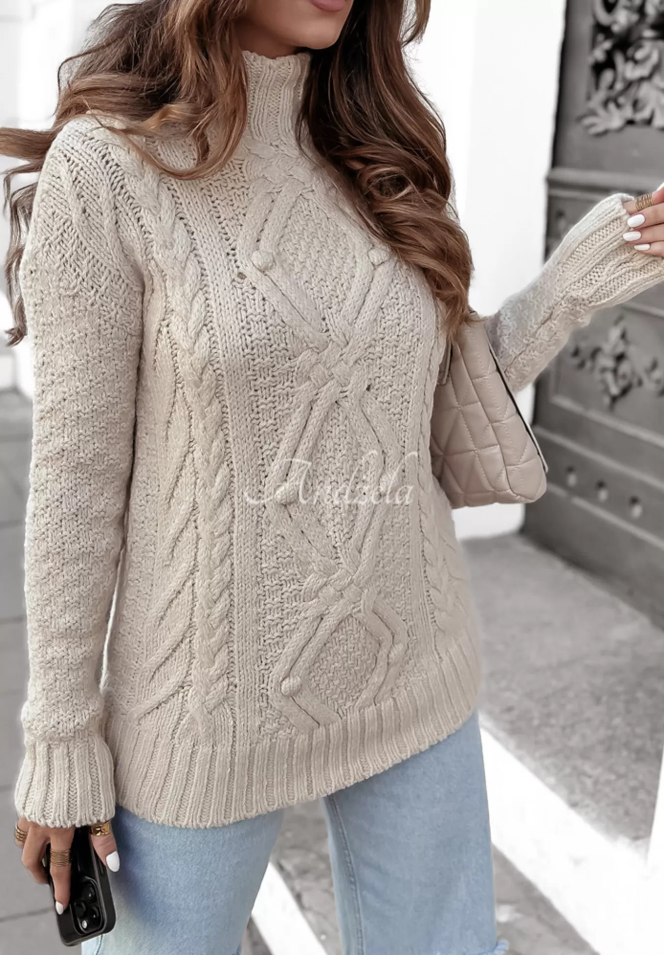 Flash Sale Sweter Z Polgolfem Russell Bezowy Kobieta Swetry